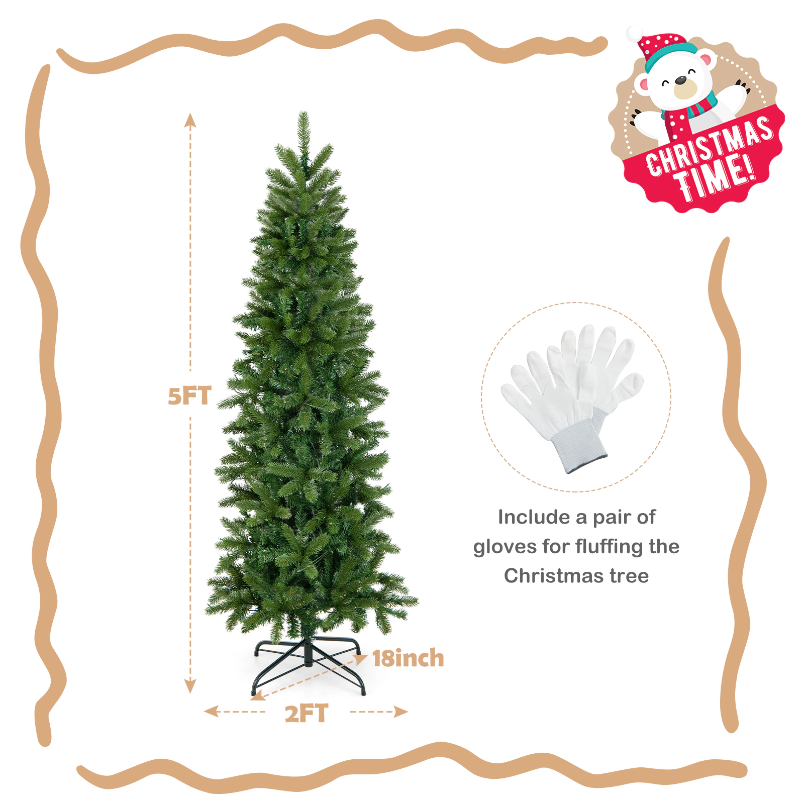 LJG Pencil Christmas Tree with 180 Warm White and Multi-Color LED Lights