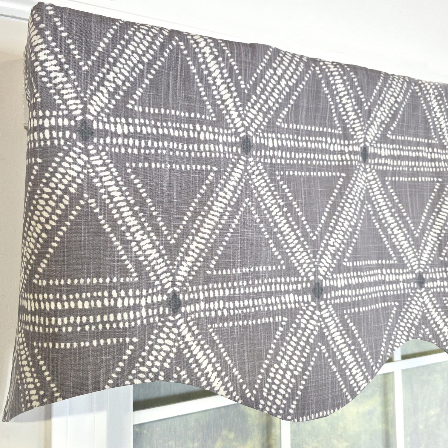 RLF Home 100% Cotton Zircon Regal With Poly/Cotton Ivory lining Rod Pocket Valance 50" x 16" Gray