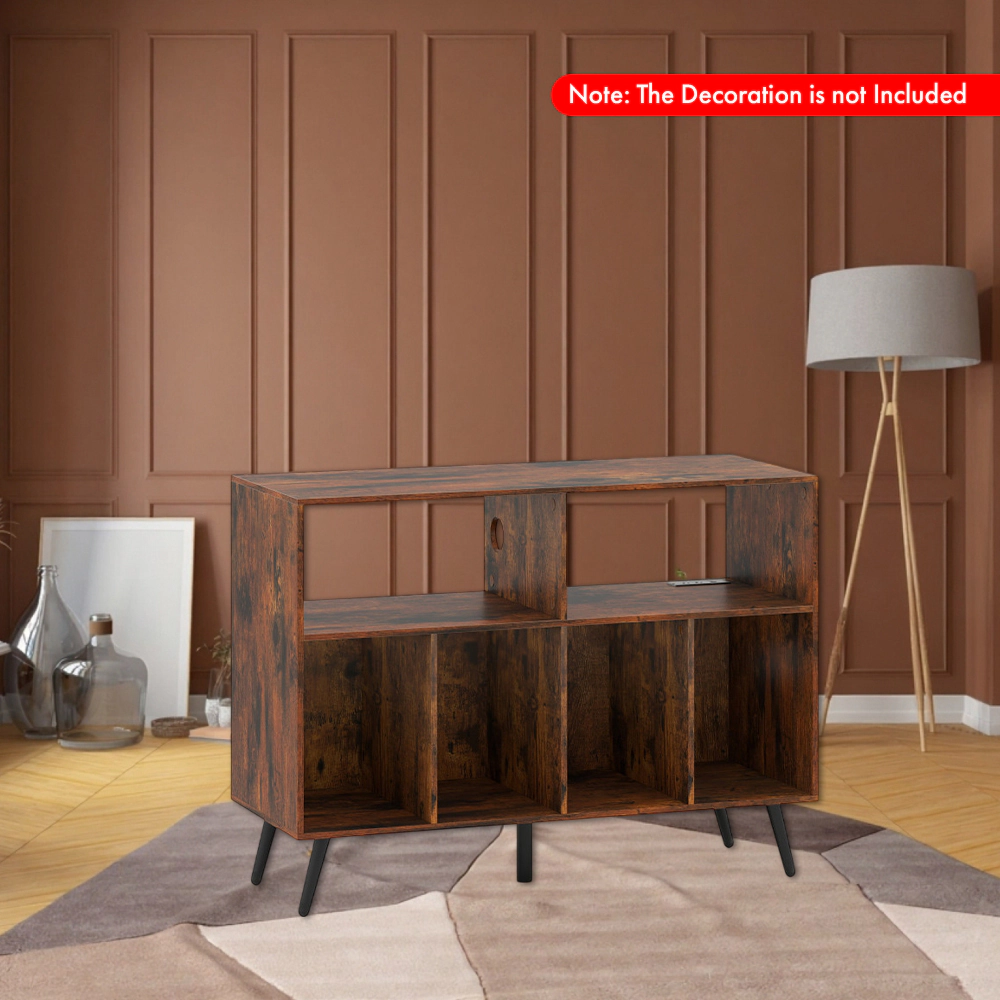 Hivvago Music Player Cabinet with Charging Ports and Open Display Storage