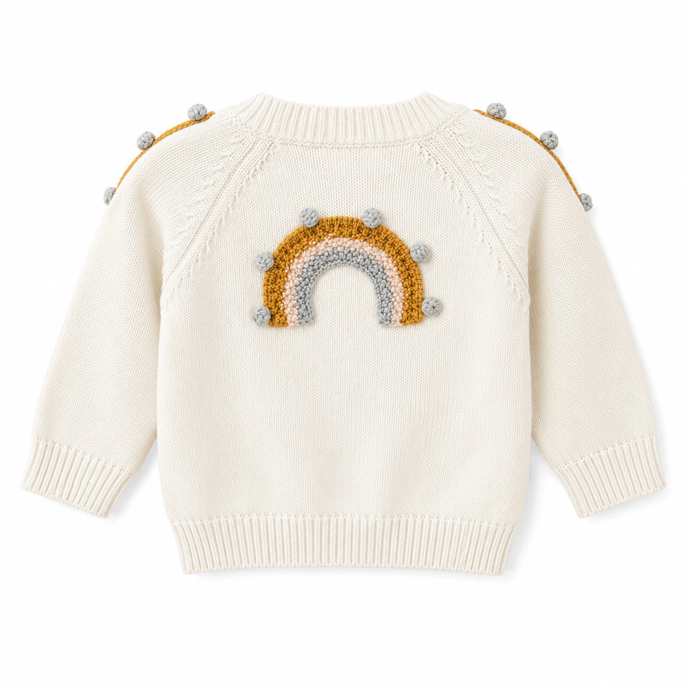 Laurenza's Baby Girls Rainbow Embroidered Cardigan
