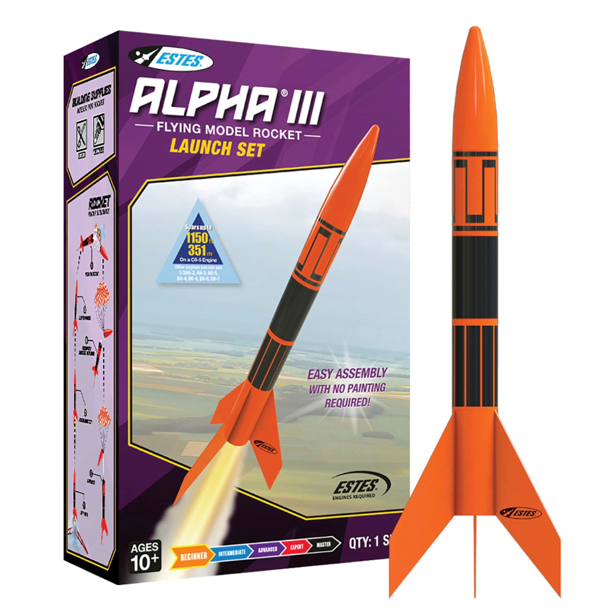 Estes Alpha III Flying Model Rocket Launch Set - Beginner STEM Kit