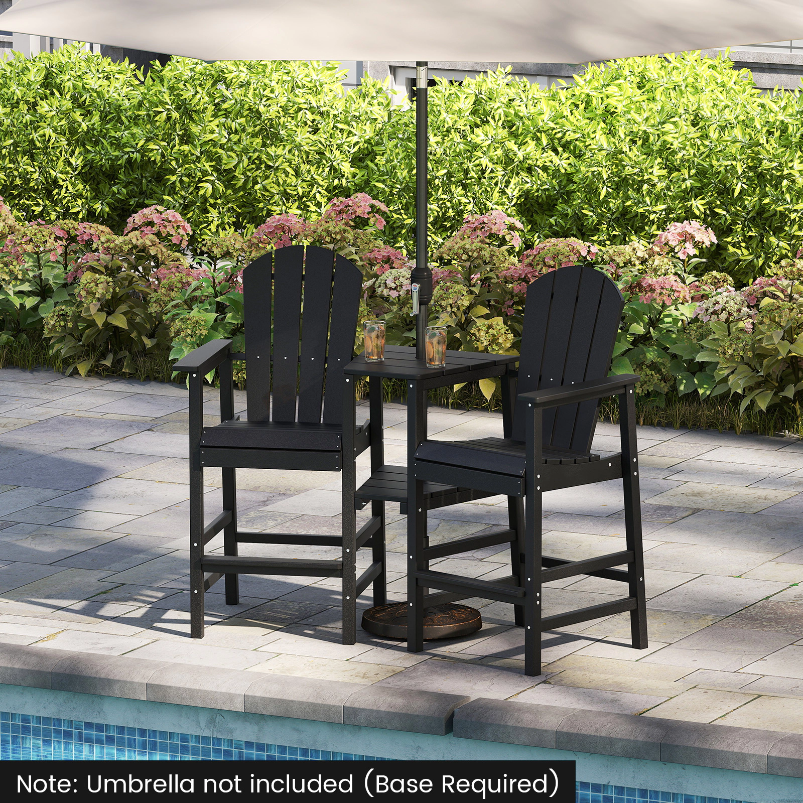 LJG 2-Seat Adirondack Chair All-Weather with Double Connecting Tray