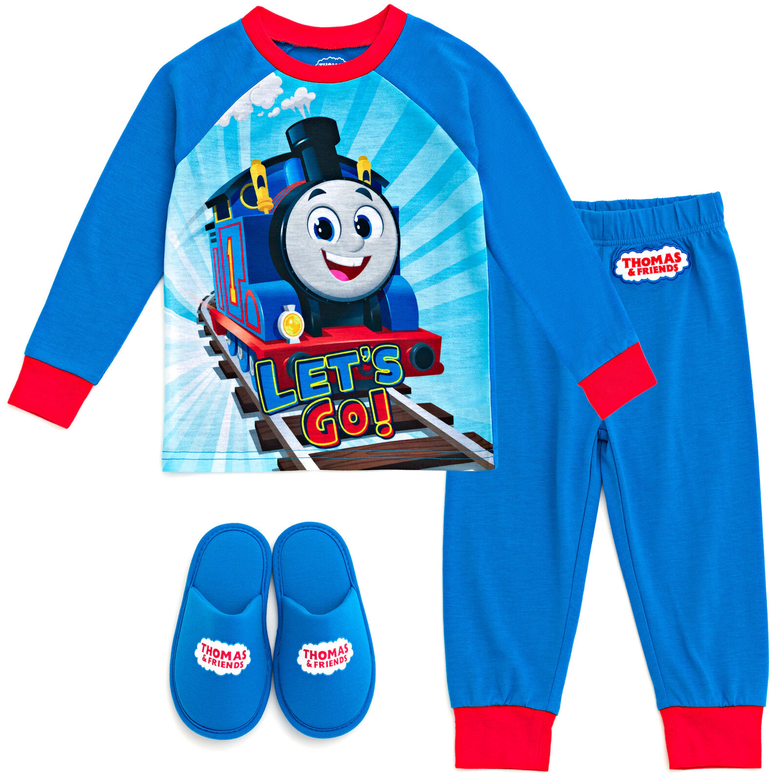 Thomas & Friends Boys' Pajama Shirt Pants and Slippers Set