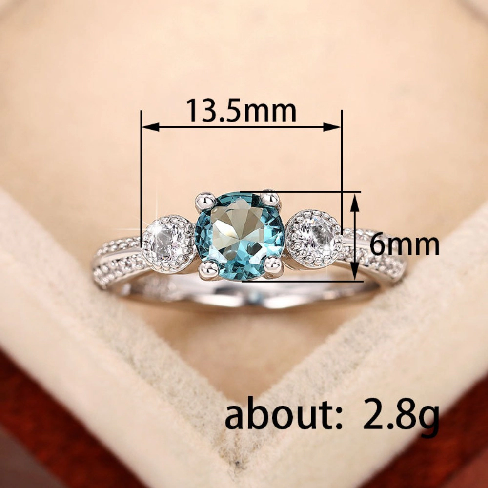 Exquisite 4-Claw Blue Zirconia Ring Elegant Promise Ring