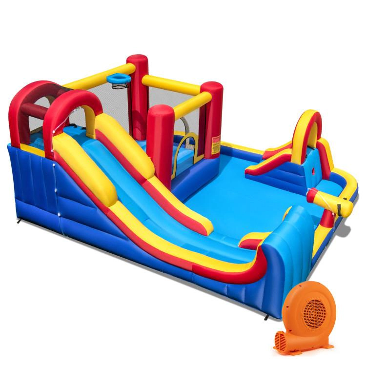 SUGIFT Kids Multicolor 7-in-1 Water Slide Bounce House with Splash Pool 177-in W 87-in H 200-lb Total Capacity