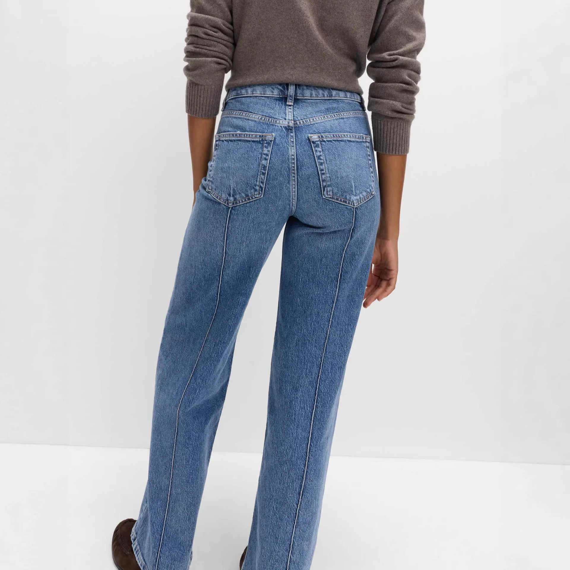 YesFashion Womens High Rise Wide Leg Jeans Casual Baggy Pull-On Trendy Long Denim Pants with Pockets