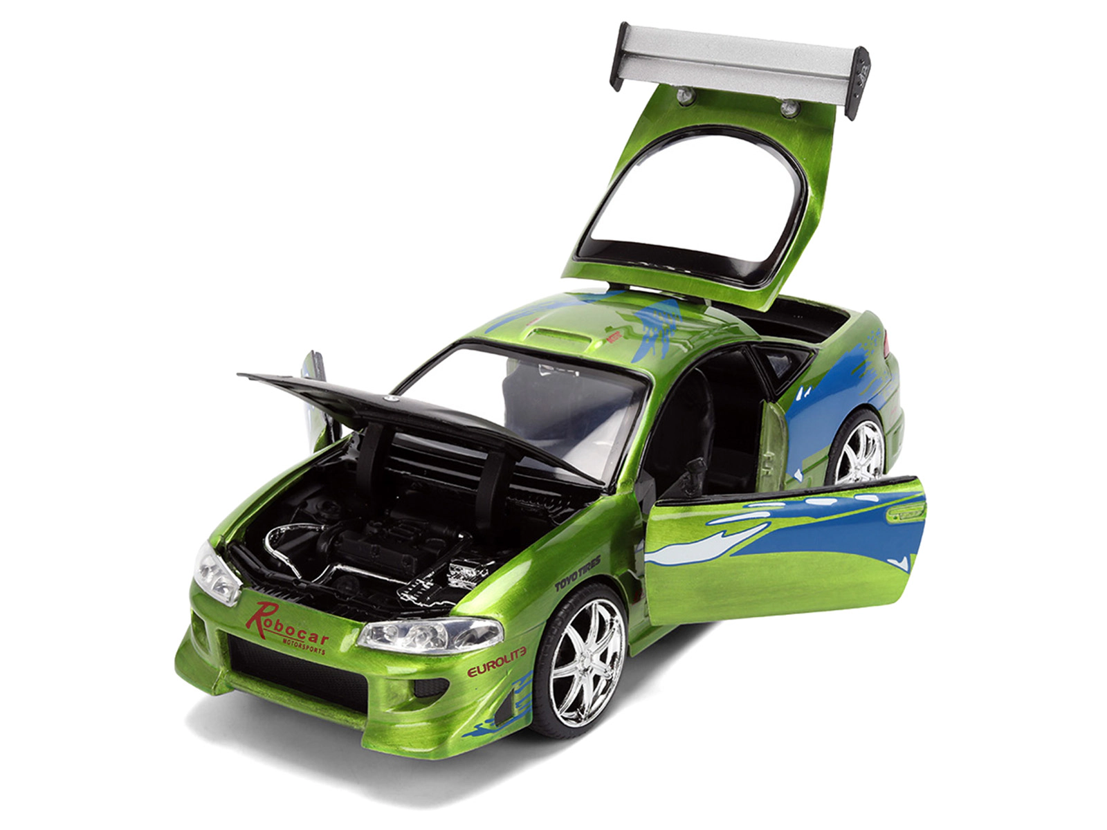 Jada Brian's Mitsubishi Eclipse Green Brush Finish "The Fast and the Furious" (2001) Movie 25 Years of Fast &