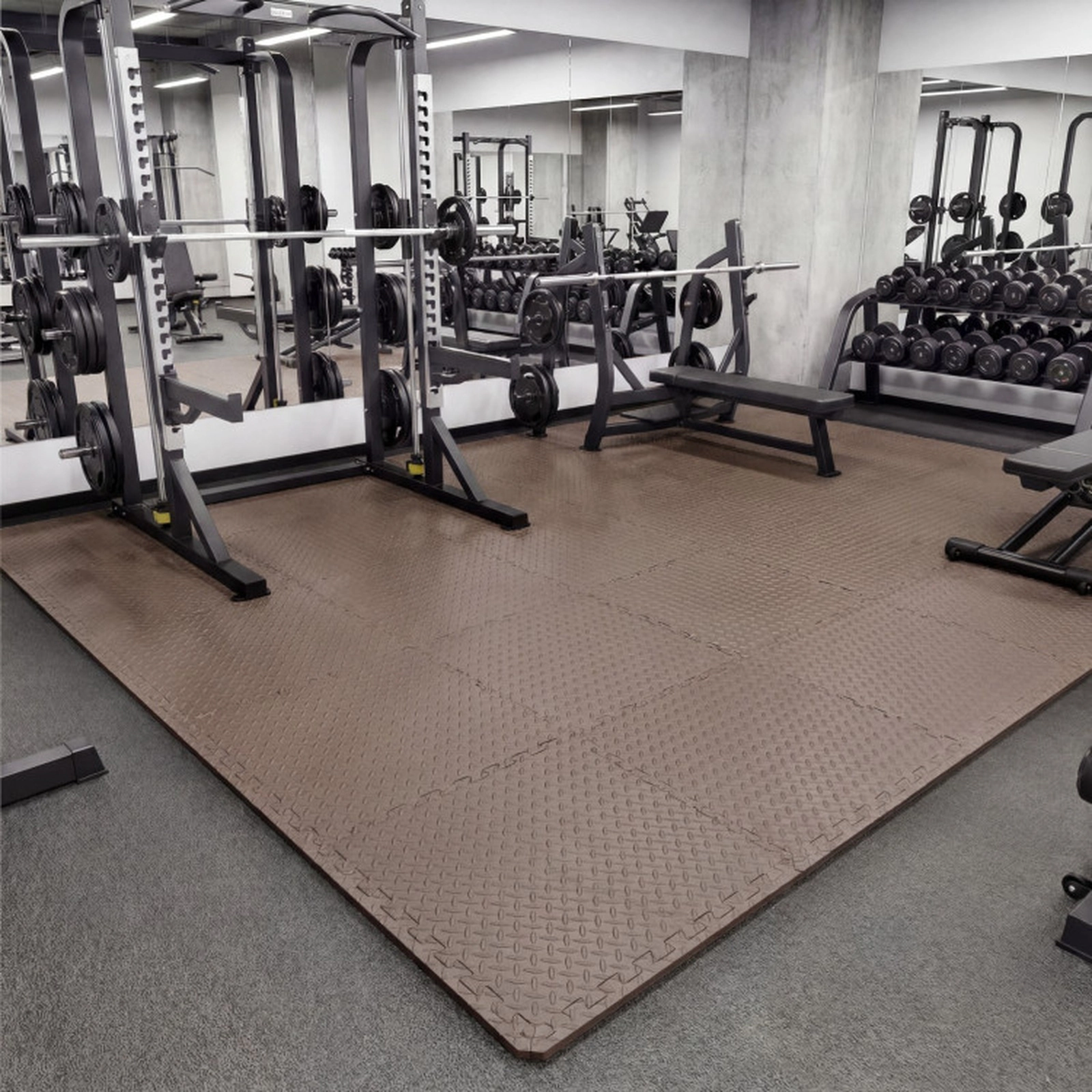 SUGIFT Brown 12 Tile Puzzle Exercise Floor Mats with Leaf Texture Surface 25-in W 25-in D 0.5-in H 52 Sq Ft