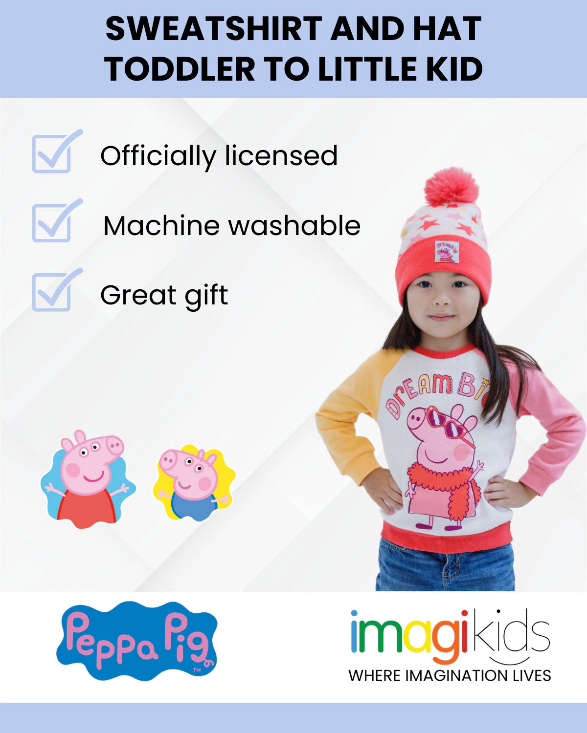 Peppa Pig Girls' Fleece 2-Piece Sweatshirt and Hat Set