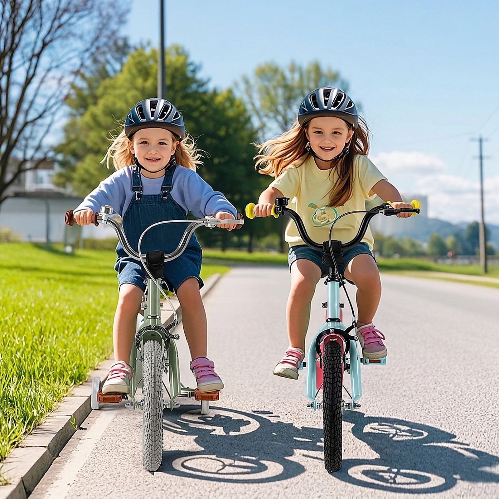 SUGIFT 18-in Blue Kids Bike with Training Wheels 3-in Adjustable Handlebar and Saddle 145-lb Rider Capacity