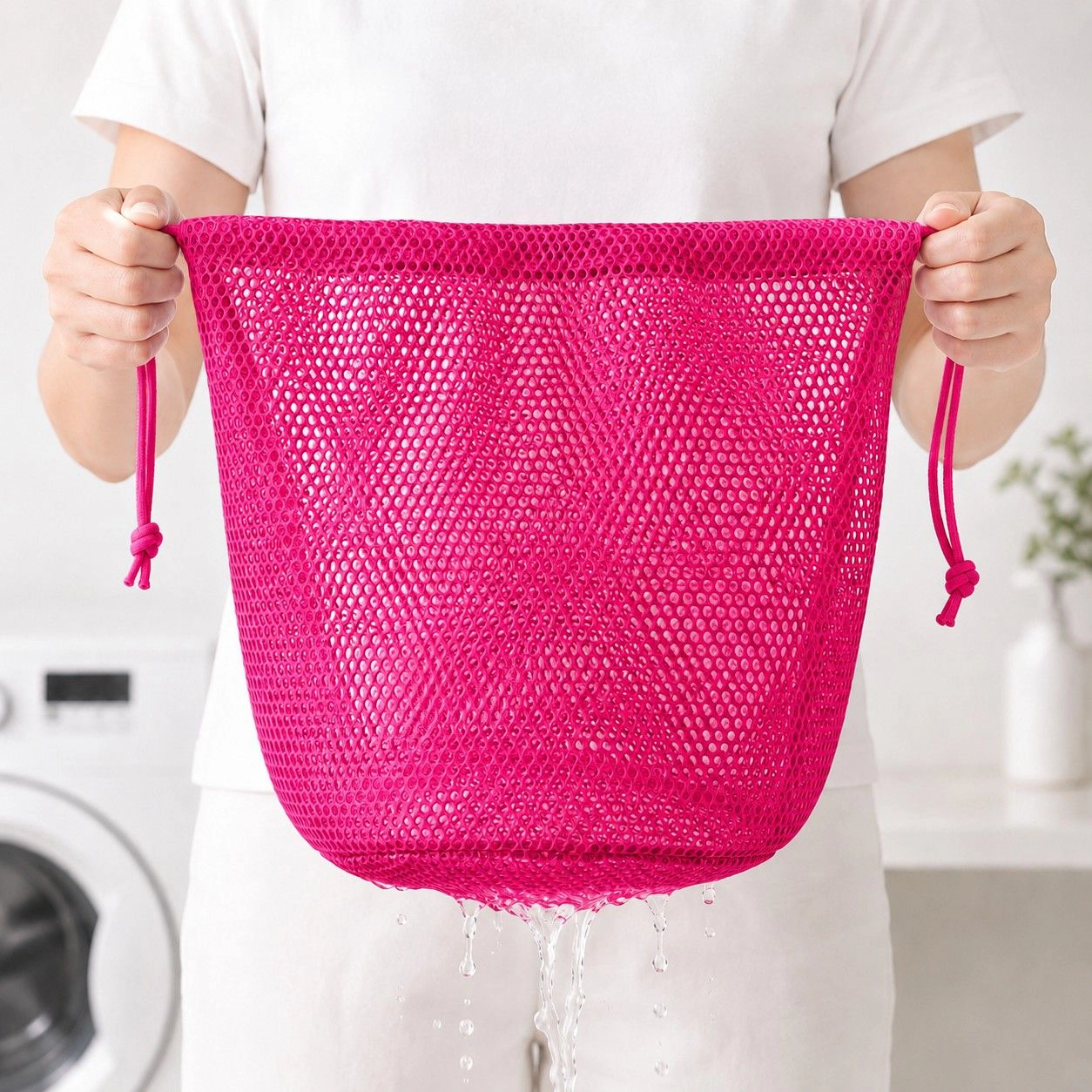 Alilang Women's 2-Pack Mesh Drawstring Shower Bags, Large and Small Travel Organizer Set, Mint Green