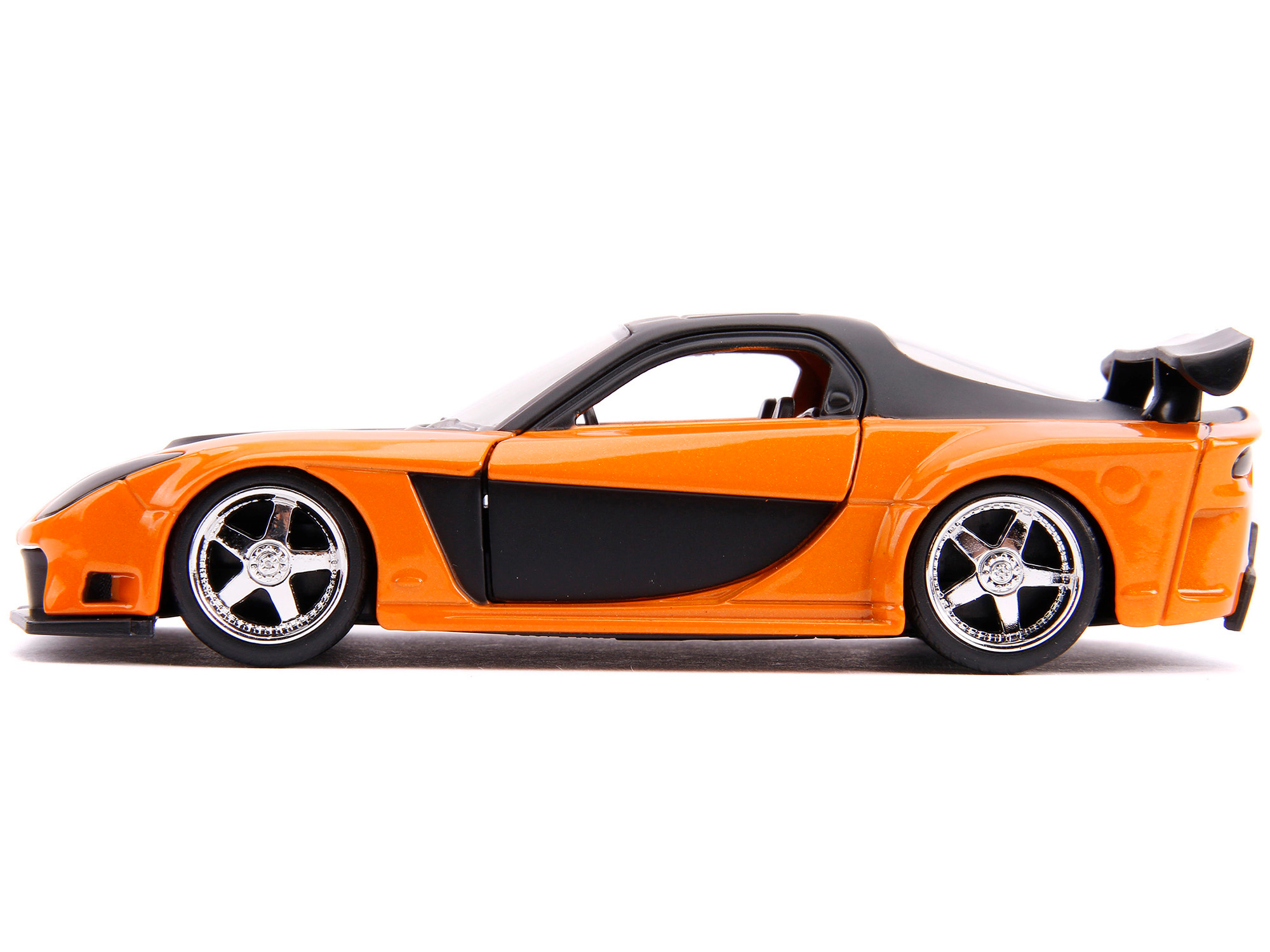 Jada Han's Mazda RX-7 Orange Metallic and Matt Black and Toyota GR Supra Orange Metallic with Black Hood Set