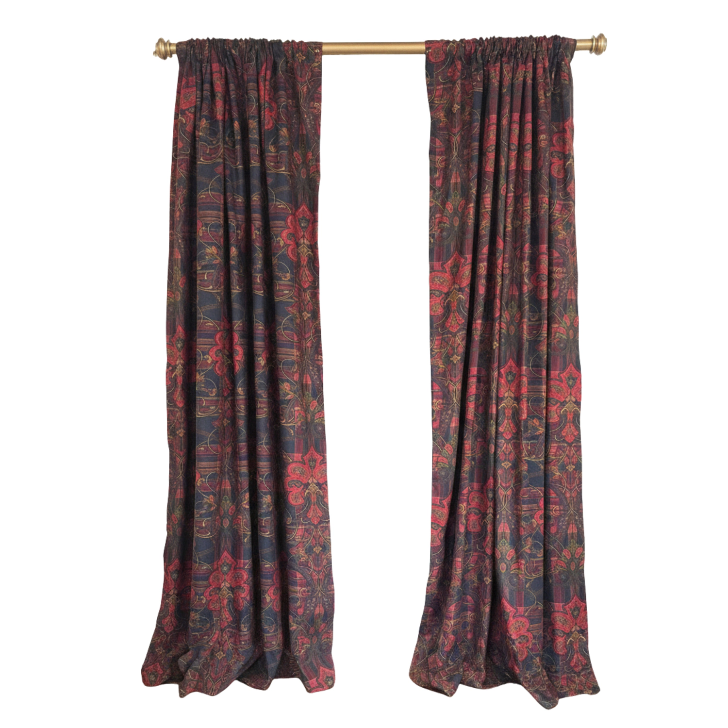 RLF Home Espadas 100% Cotton Rod Pocket Window Curtain set of 2 Panels 100" x 96" Burgundy