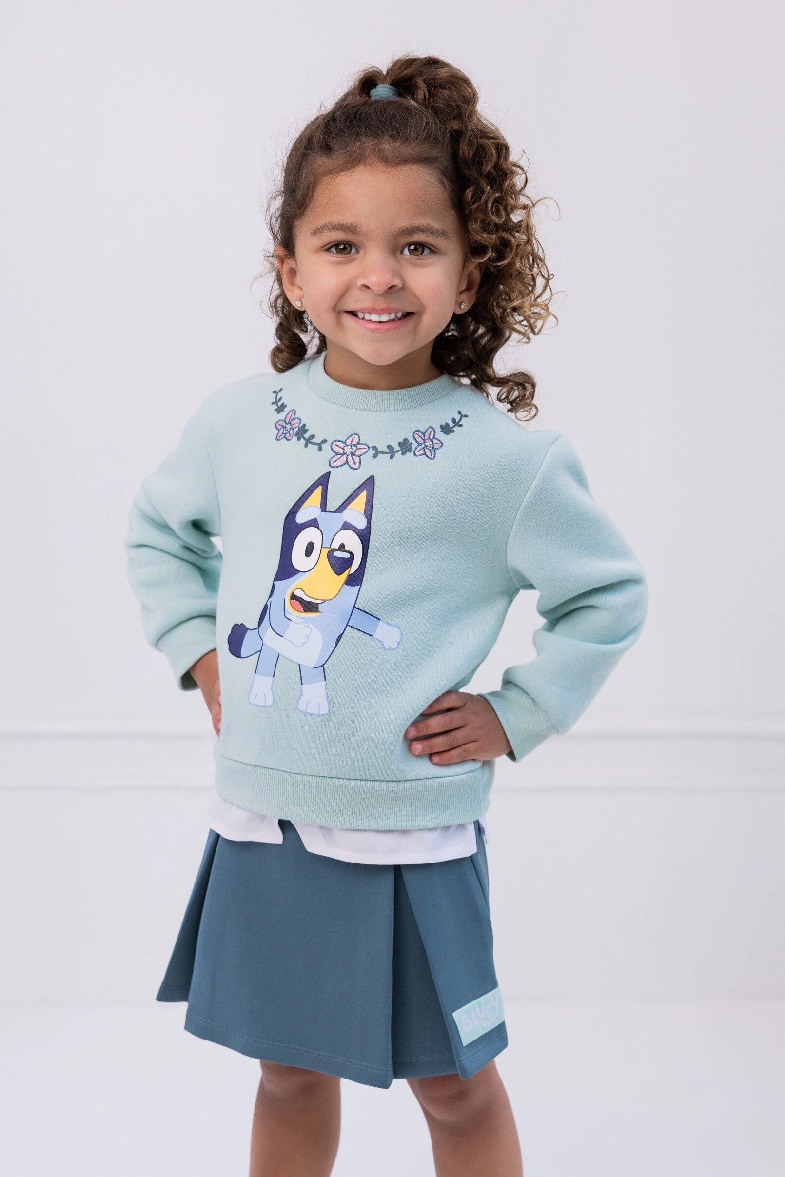 Bluey Girls' 2-Piece Fleece Sweatshirt and Skort Set