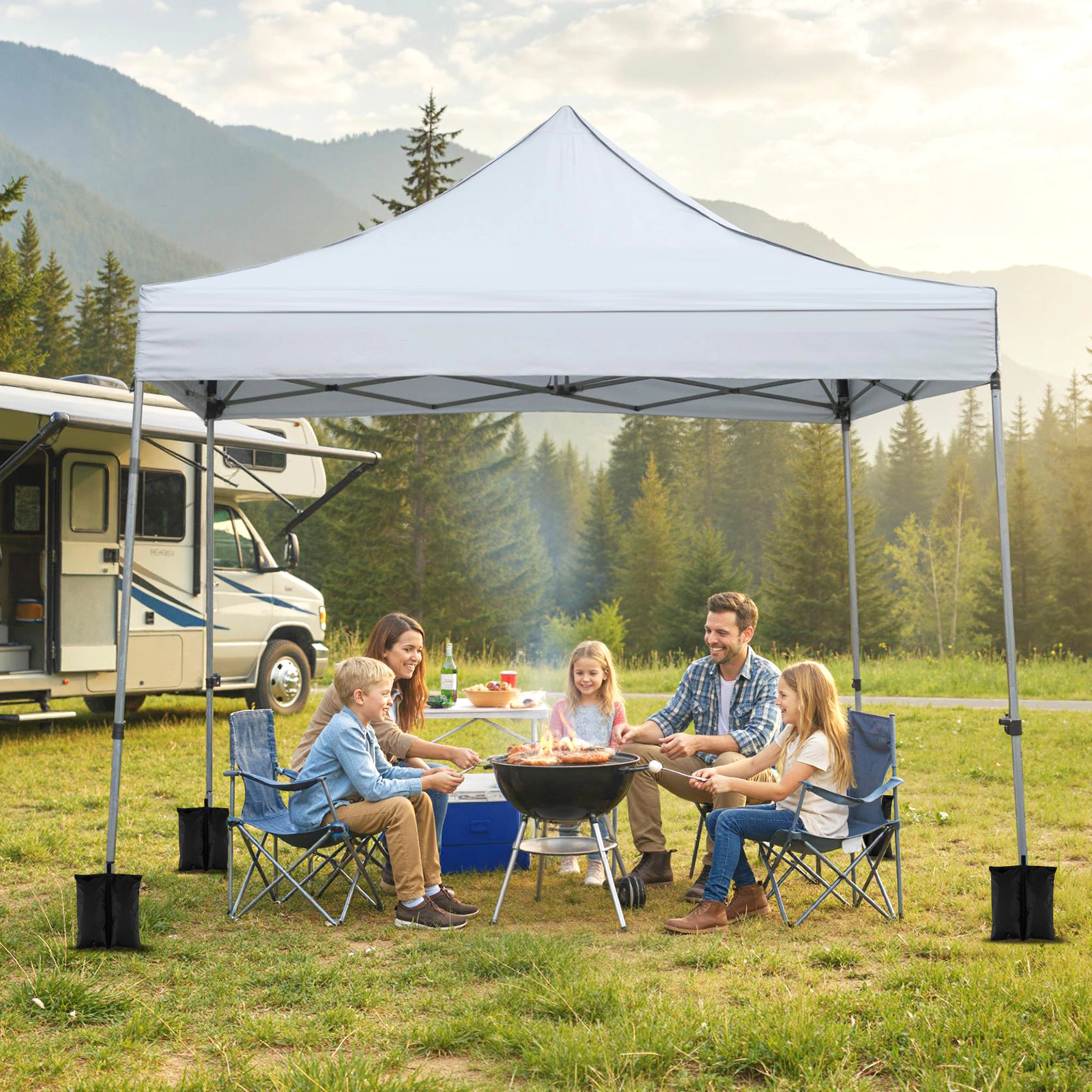 LJG 10 x FT Pop up Canopy Tent with Sidewalls and Awning for Party Picnic Event