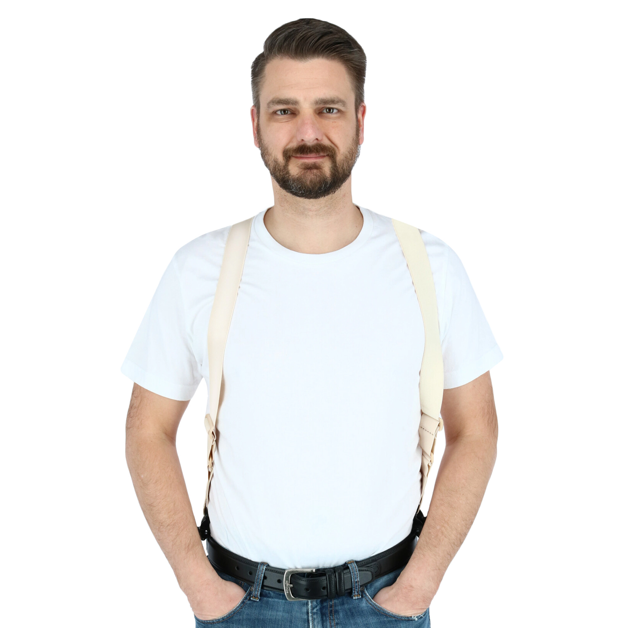CTM Men's Undergarment TSA Compliant Side Clip Airport Suspenders