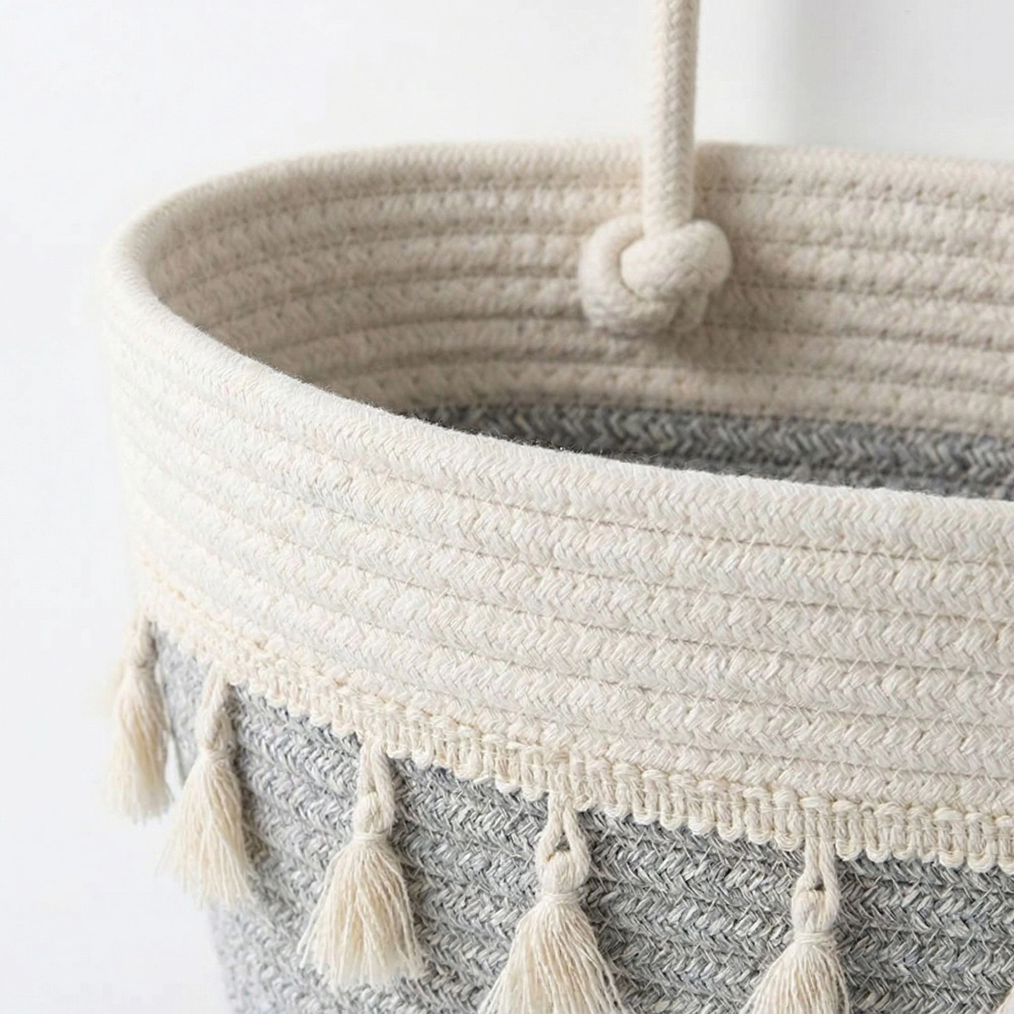 Alilang Unisex 3 Tier Hanging Storage Basket Cotton Rope Wall Organizer Tassel Decorative