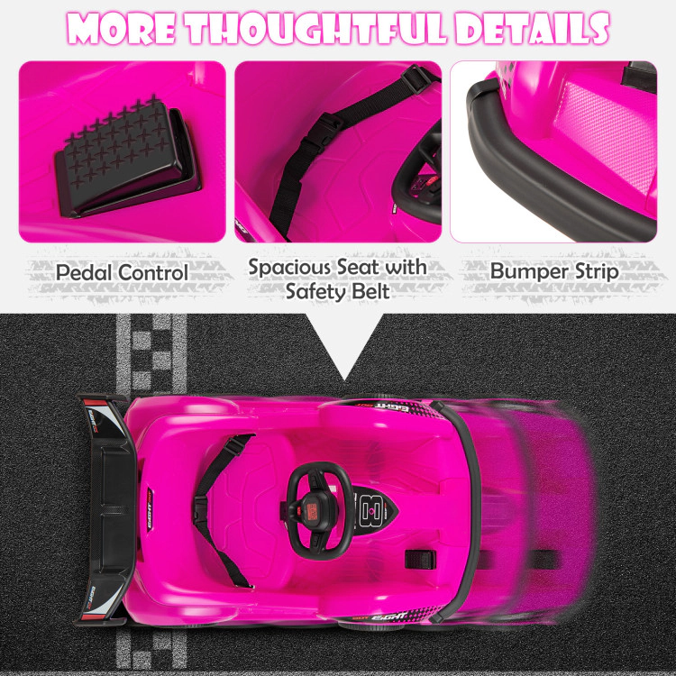 SUGIFT Kids Pink 6V Ride On Go-Kart with Parental Remote Safety Belt and USB Port 33.5-in W 15.7-in H
