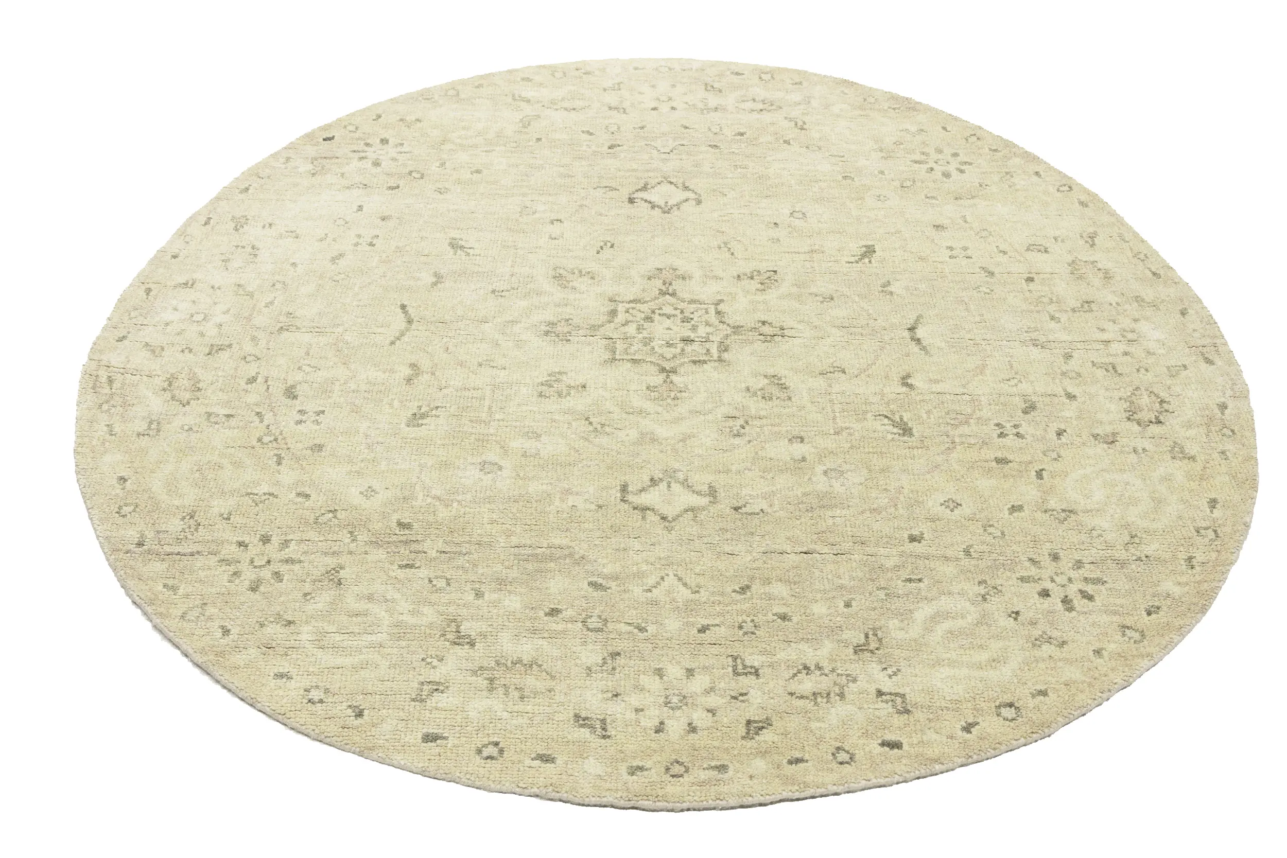 Magic Rugs Muted Pinkish Beige Floral 6X6 Transitional Oriental Round Rug