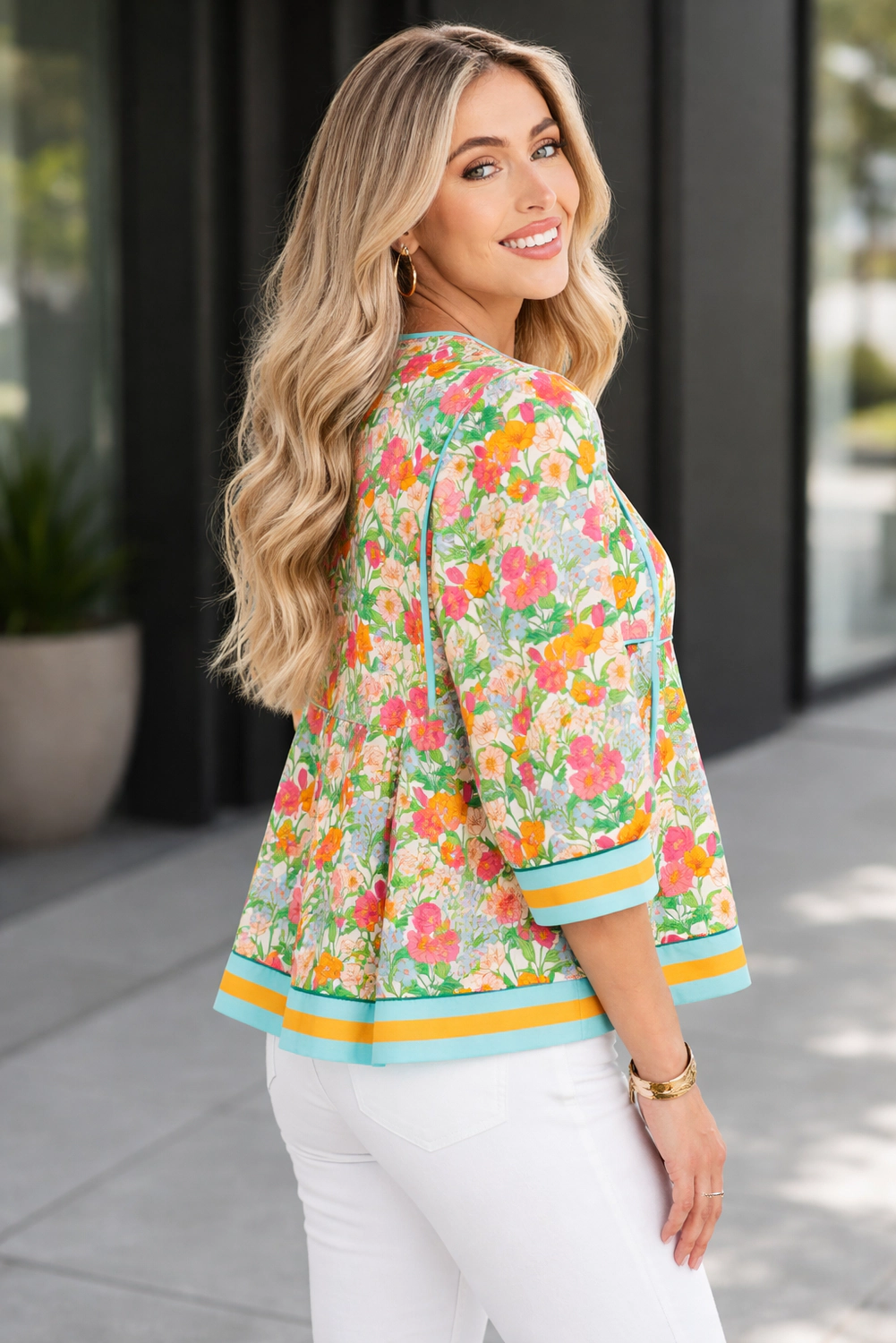 Threaded Pear Women's Adley Puff Sleeve Babydoll Blouse