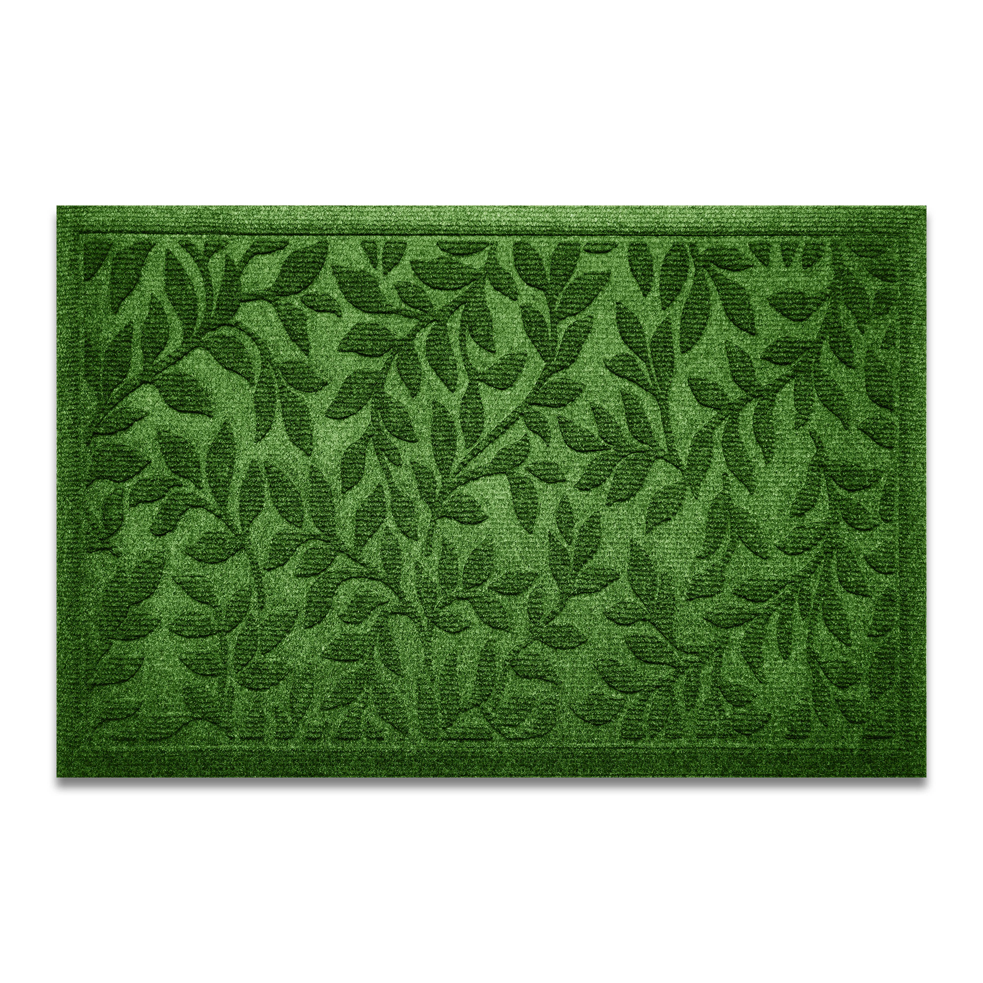 G128 Green Leaves Door Mat 23 x 35 in - Heavy Duty Polypropylene, Natural Rubber Non-Slip, Indoor/Outdoor Welcome Mat