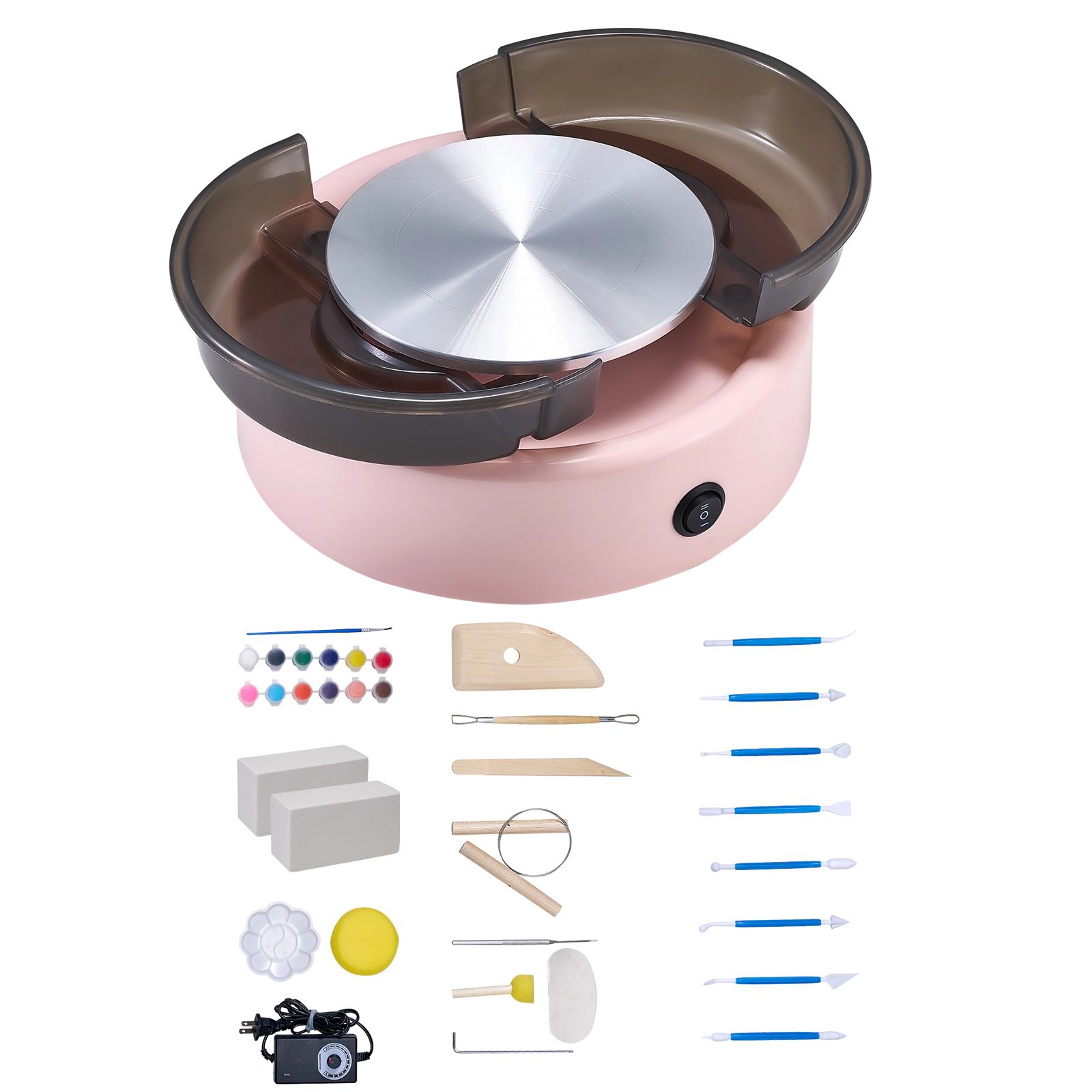 HONGGE Mini Pottery Wheel 6 inch Turntable Forward and Reverse Rotation Adjustable Speed Electric Clay Wheel for Kids