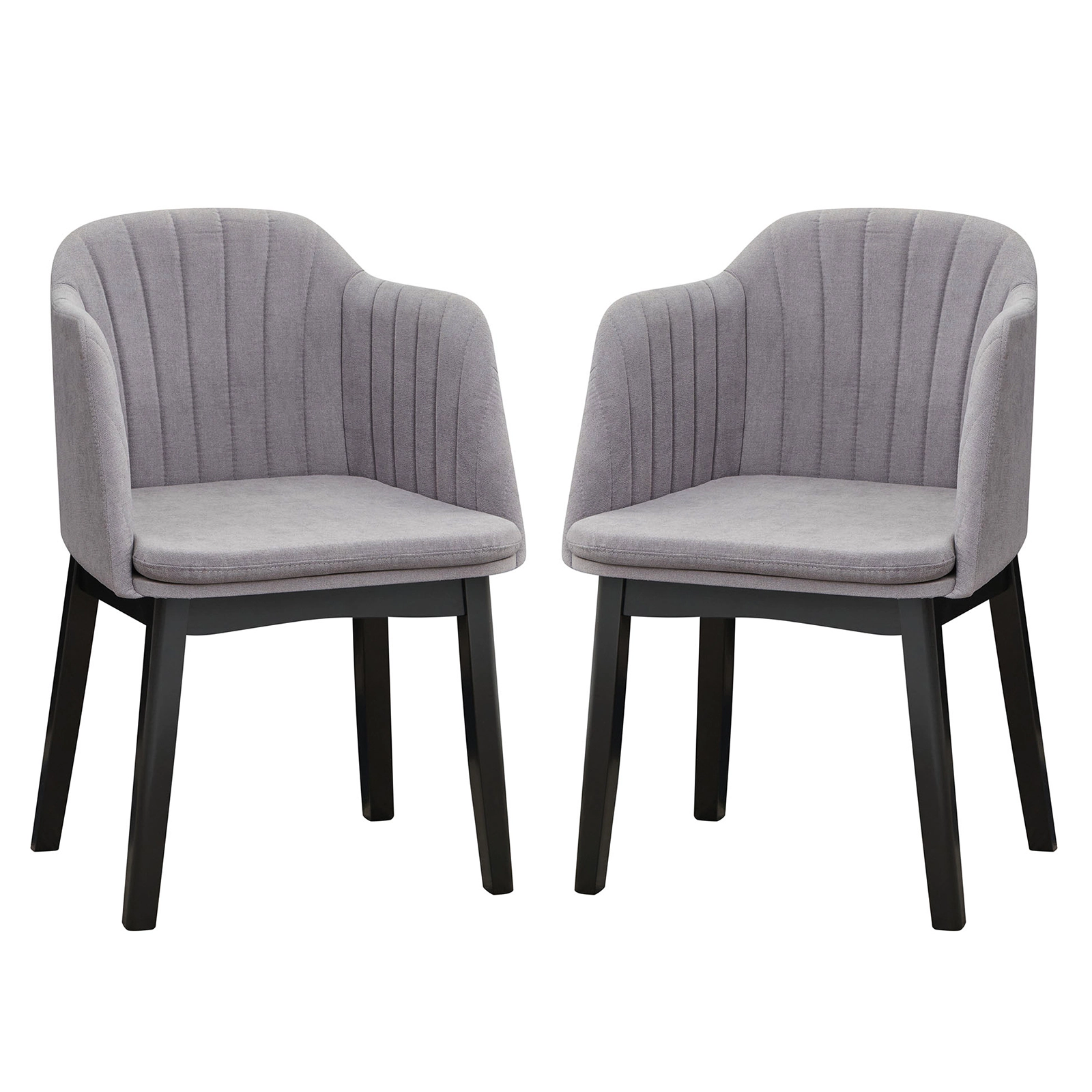 SUGIFT Upholstered Velvet Accent Modern Dining Chairs Set of 2 with Curved Backrests 33-in Tall Black and Gray