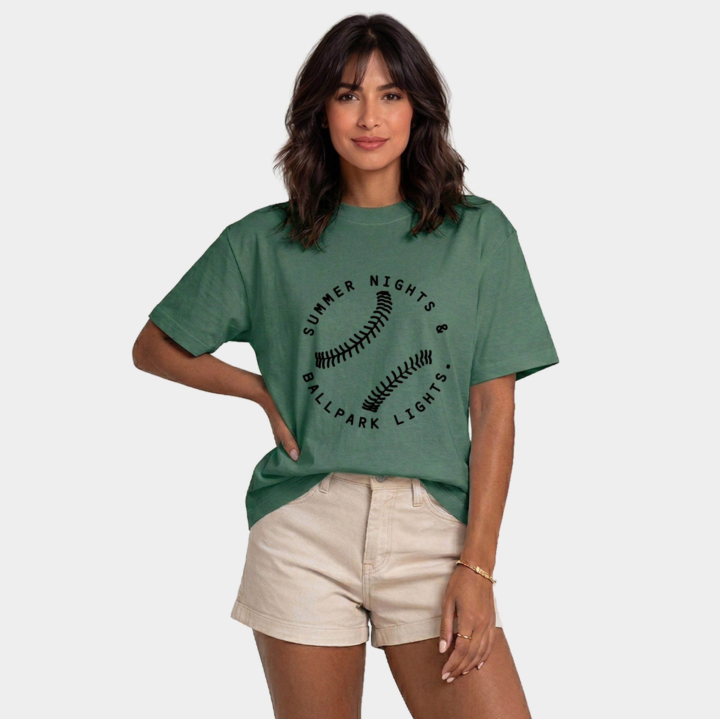 Simply Sage Market - Summer Nights And Ballpark Lights Women's Relaxed Boxy Tee