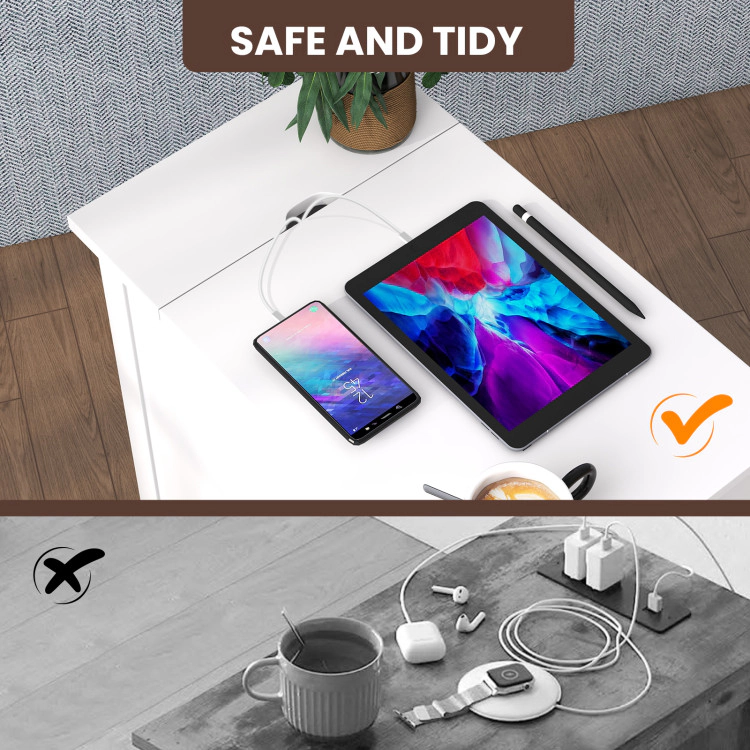 Hivvago End Table With Charging Station And Flip Top