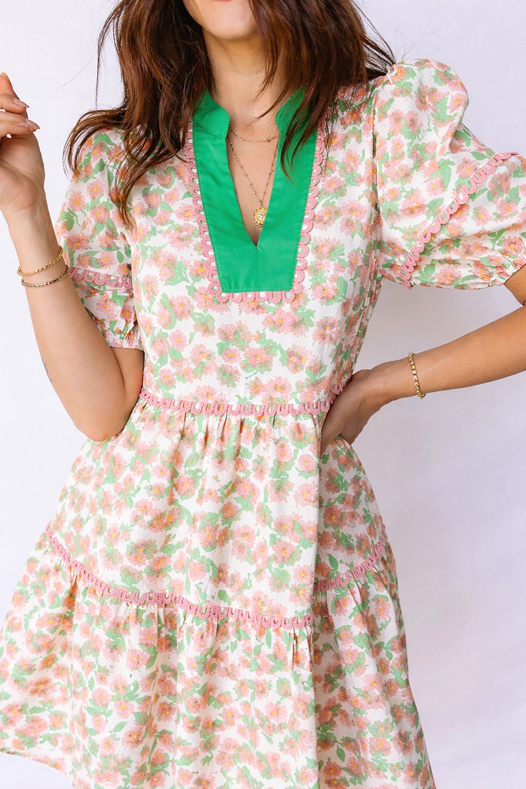 Threaded Pear Women's Rachel Short Puff Sleeve Dress