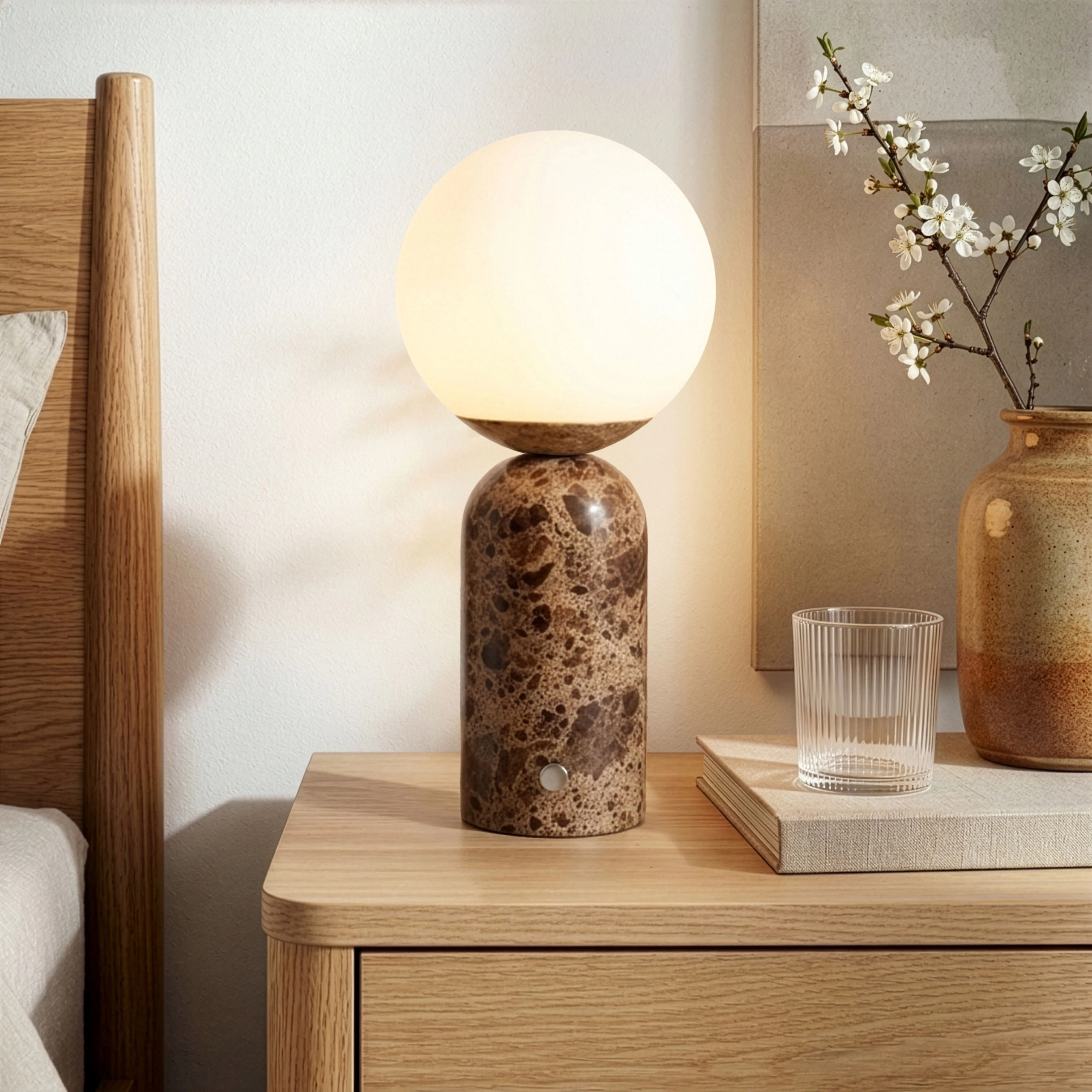 Brightech Mila Tall Glass Marble Table Lamp
