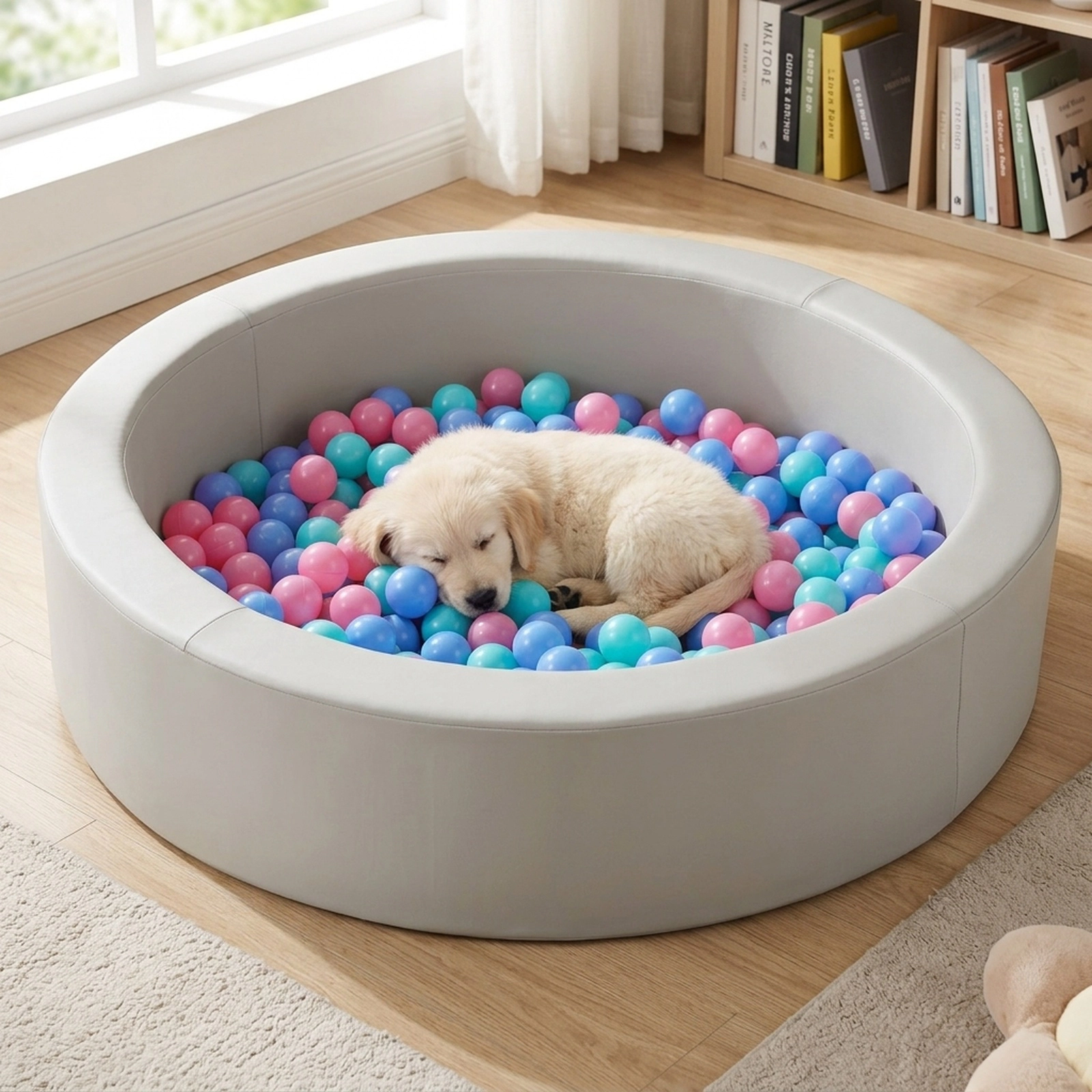 41.5-in Round Foam Ball Pit for Toddlers 200 Ocean Balls Included 25D Sponge Walls and Washable PU Cover Ages 3+ Gray