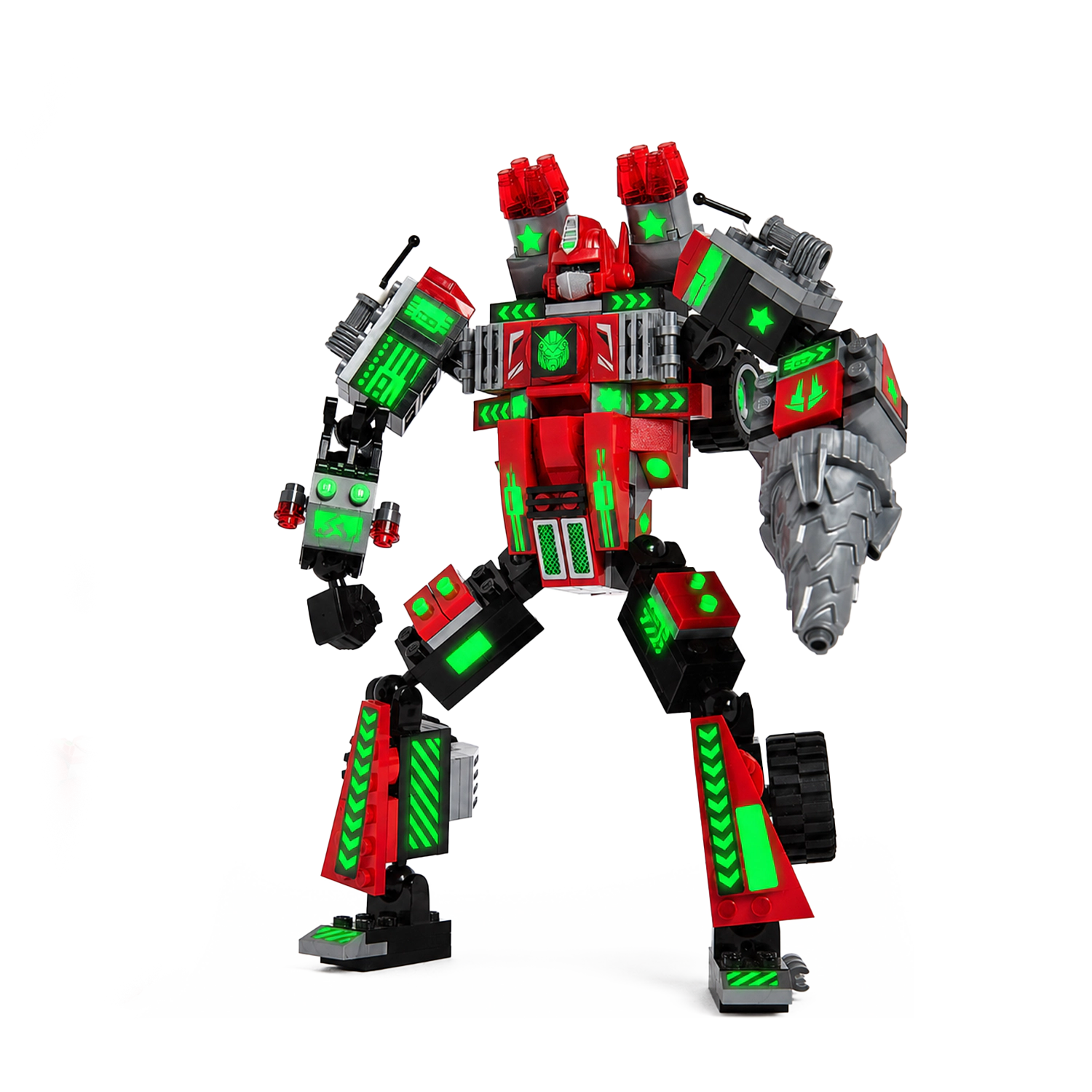 Robotryx Kids Grindburst 3-in-1 Robot Building Set - 235-Piece Red & Black Mech with Drills & Missiles
