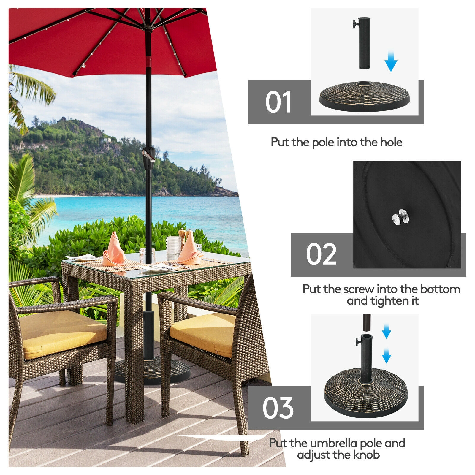 SUGIFT 27-lb Bronze Resin Market Umbrella Base for 1.5-in and 1.9-in Poles