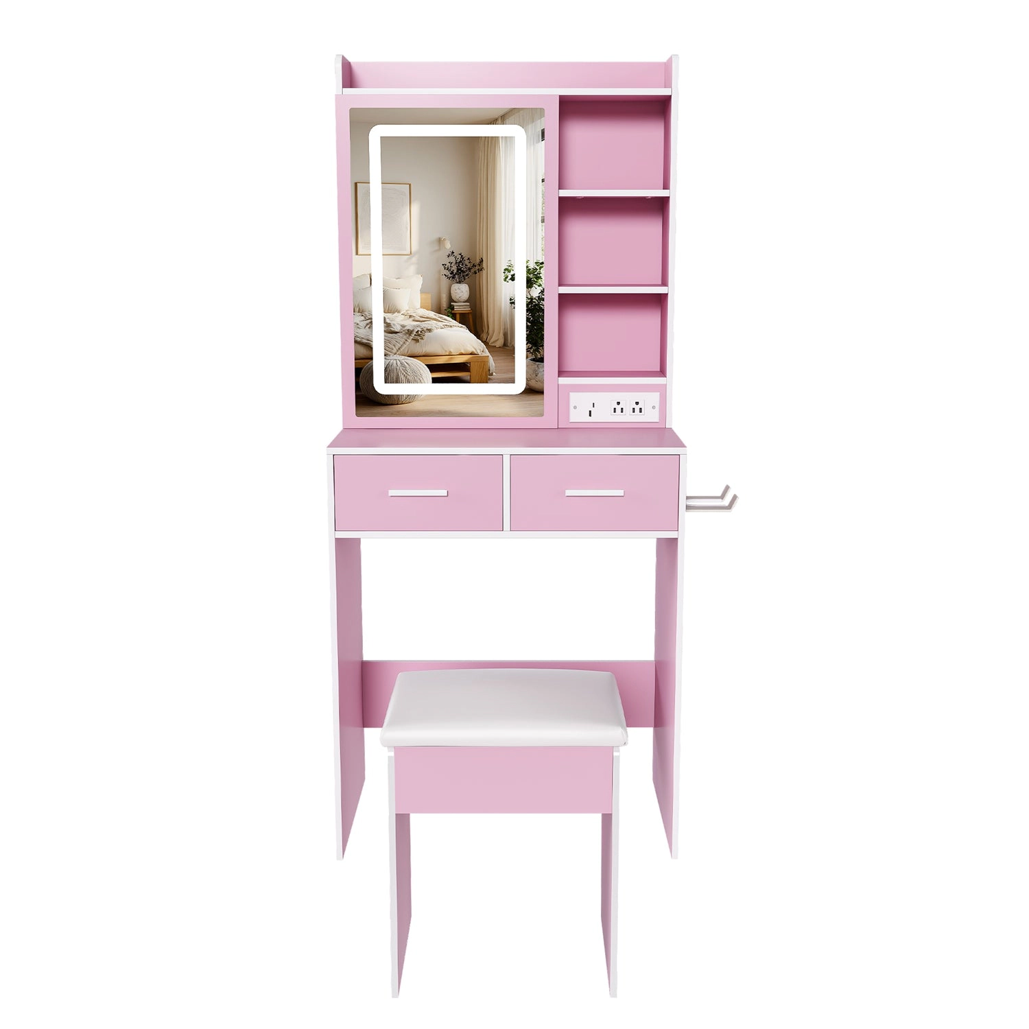 GBruno LED Lighted Vanity Desk Set With Padded Stool