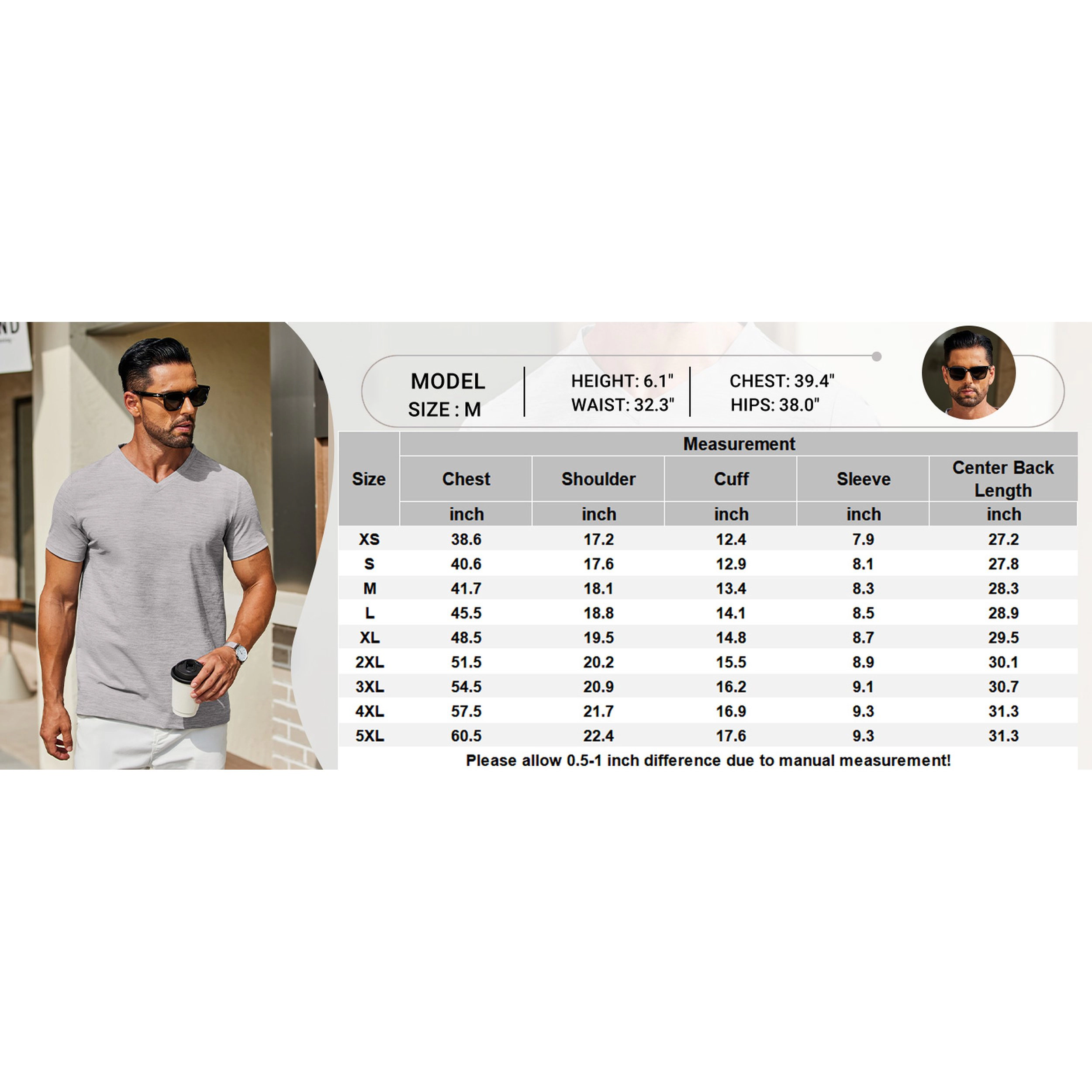 COOFANDY Men's Regular Fit V Neck Short Sleeve T-Shirt
