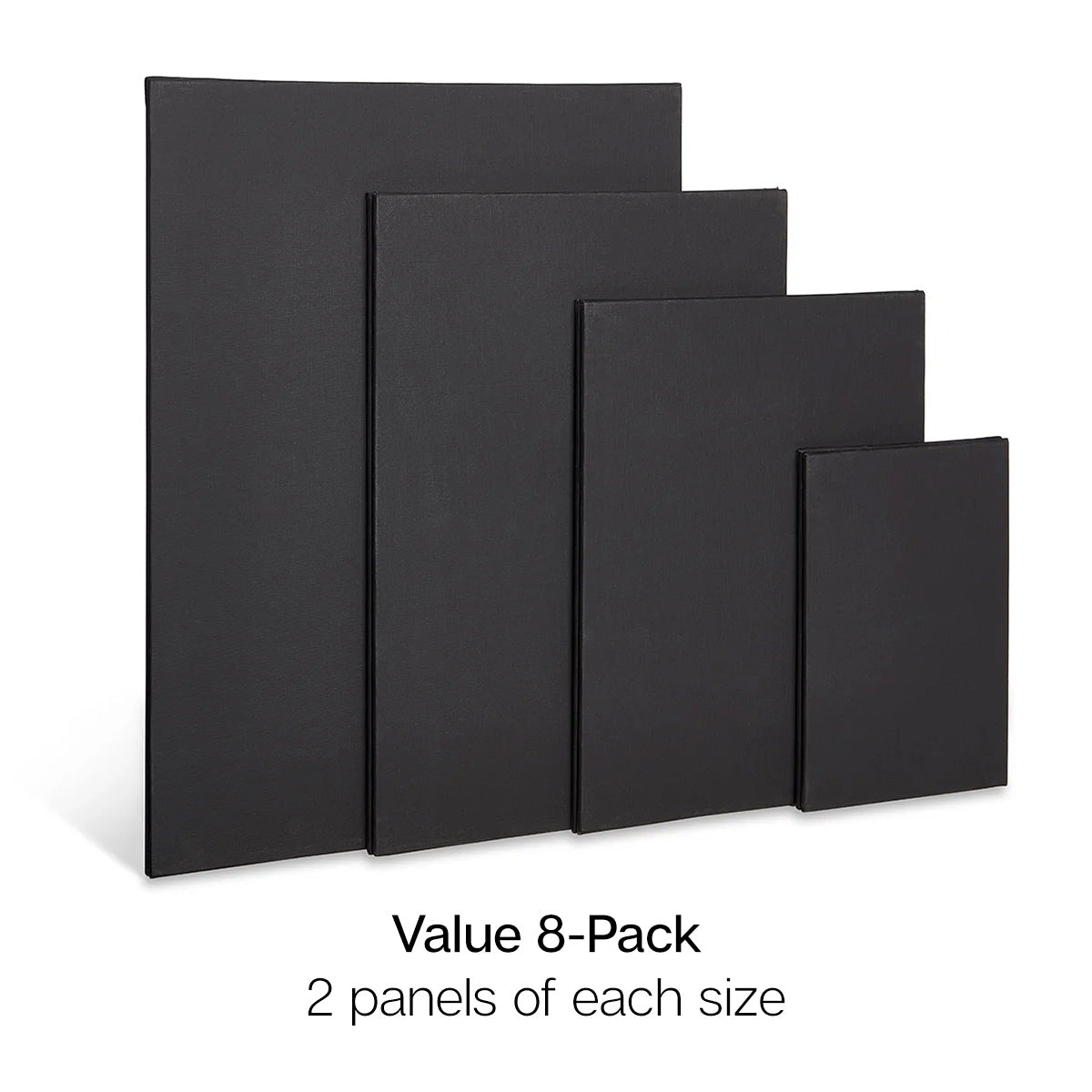 KINGART Black Canvas Panel Boards - Multi-Size 8-Pack (5x7, 8x10, 9x12, 11x14)