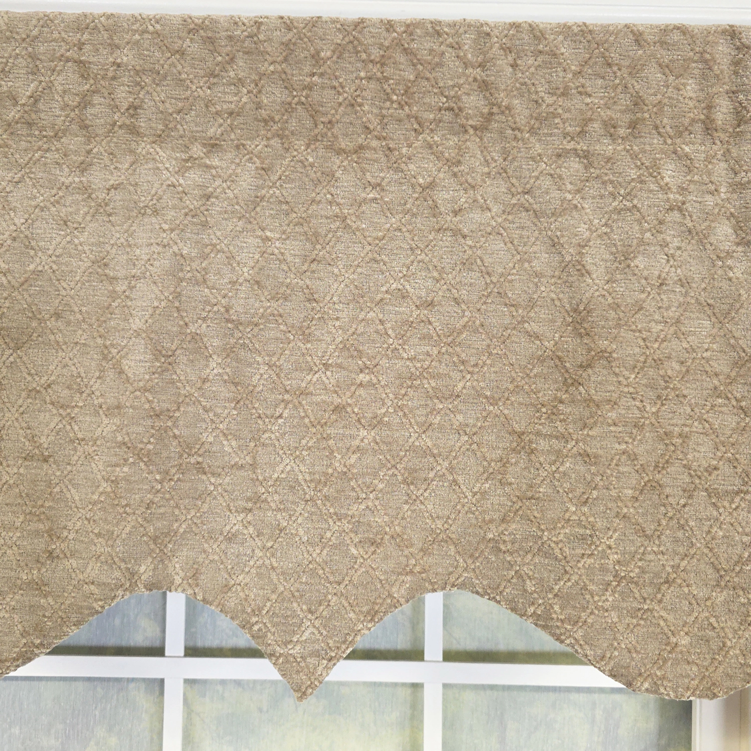 RLF Home 100% Cotton Chenille Regal Fully lined Windows Rod Pocket Valance 50" x 17" Beige