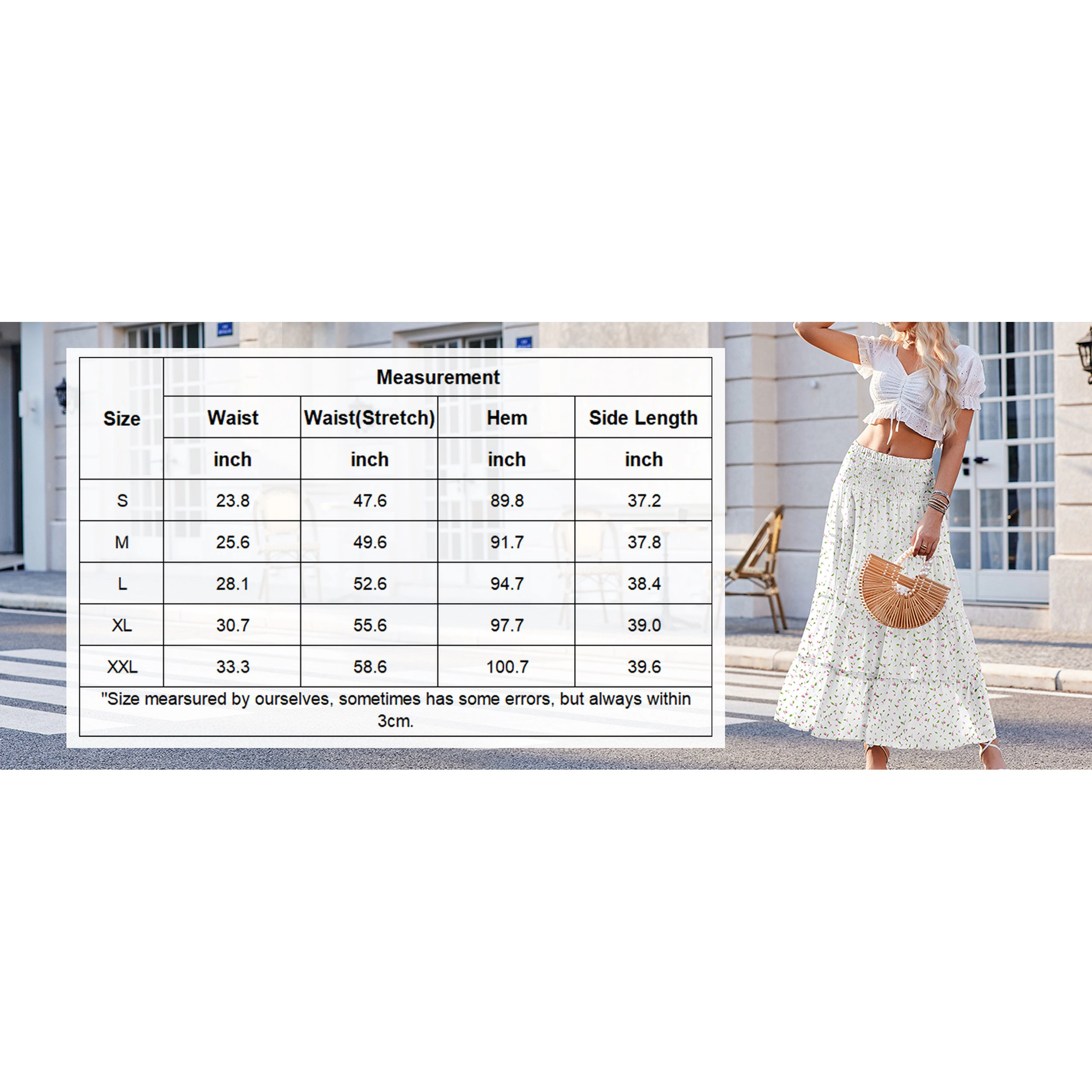Zeagoo Women's Floral Print High Waist Tiered Ruffle Flowy Maxi Skirt