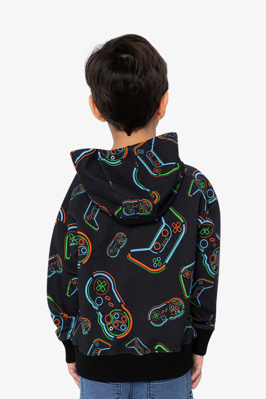 Deux par Boys Fleece Hooded Sweatshirt with Controller Print