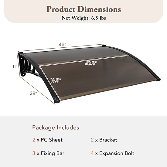 Hivvago Outdoor Door Canopy with Window Awning
