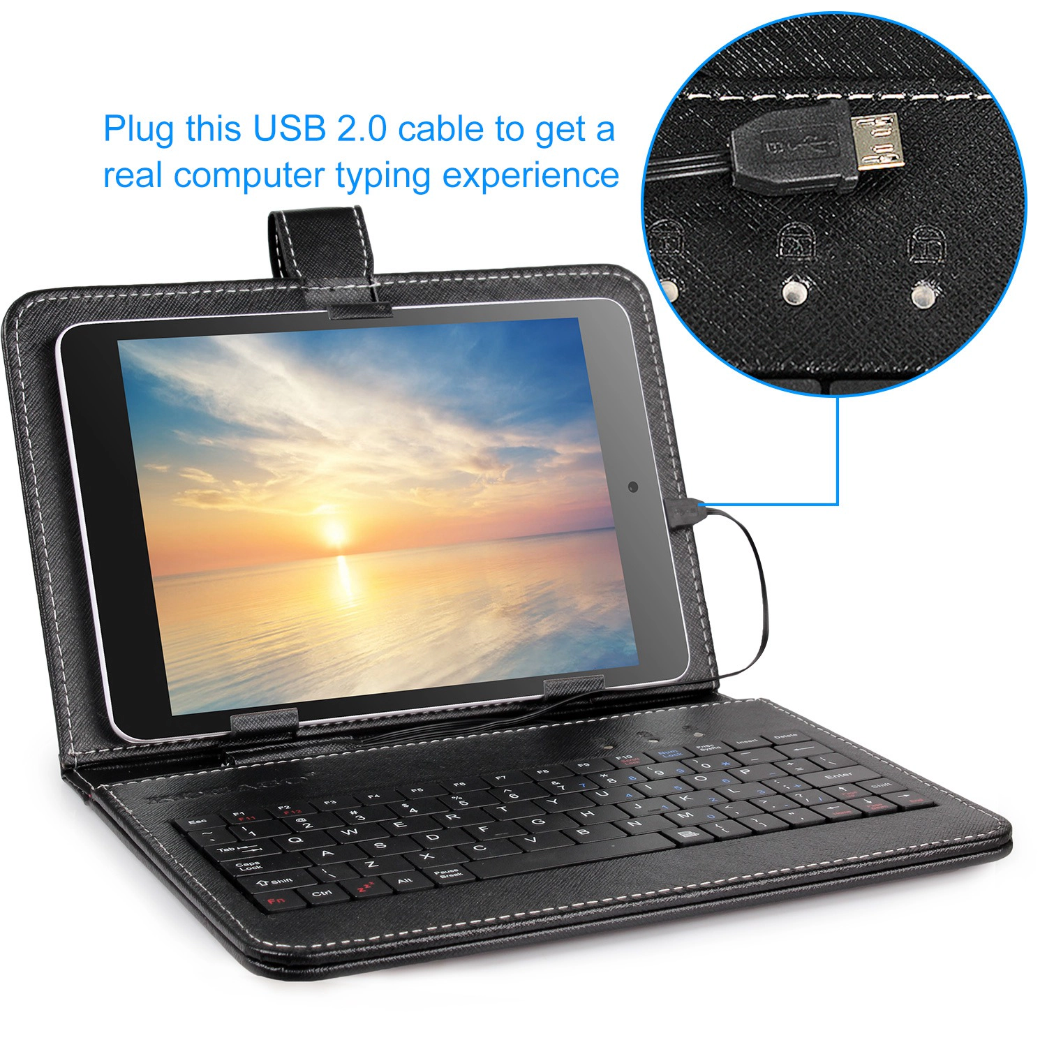 GBruno 7.9in Keyboard Case With USB Cable And Stand
