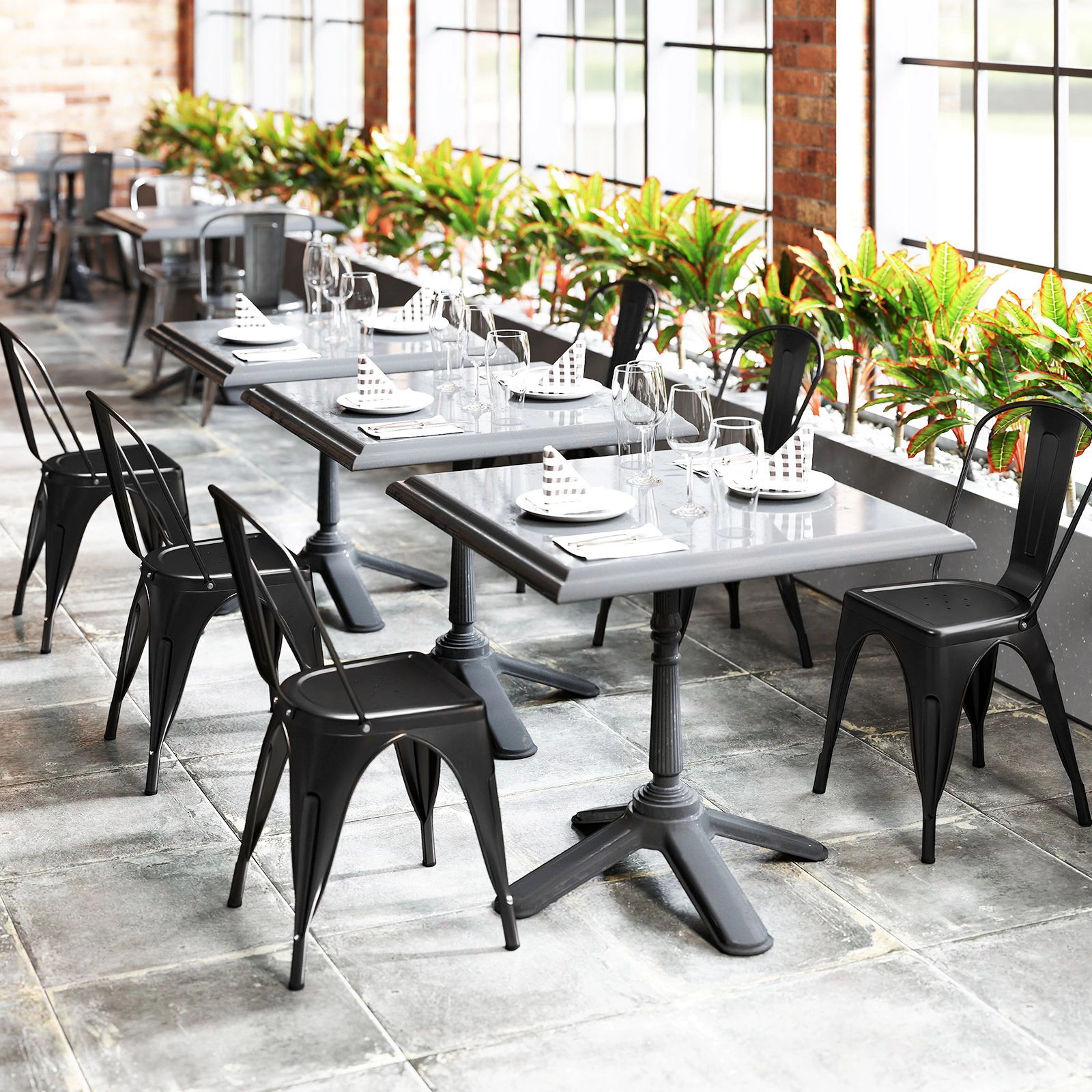 SlickBlue Metal Dining Chairs with Detachable Back Set of 4