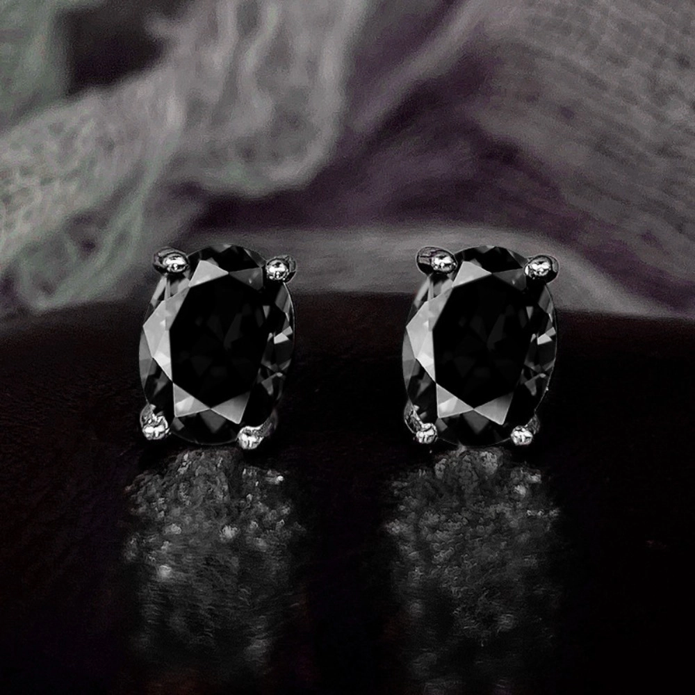 Wardrobe Whimsy Oval Cut Cubic Zirconia Four Prong Stud Earrings Multi Color Elegant Jewelry for Women