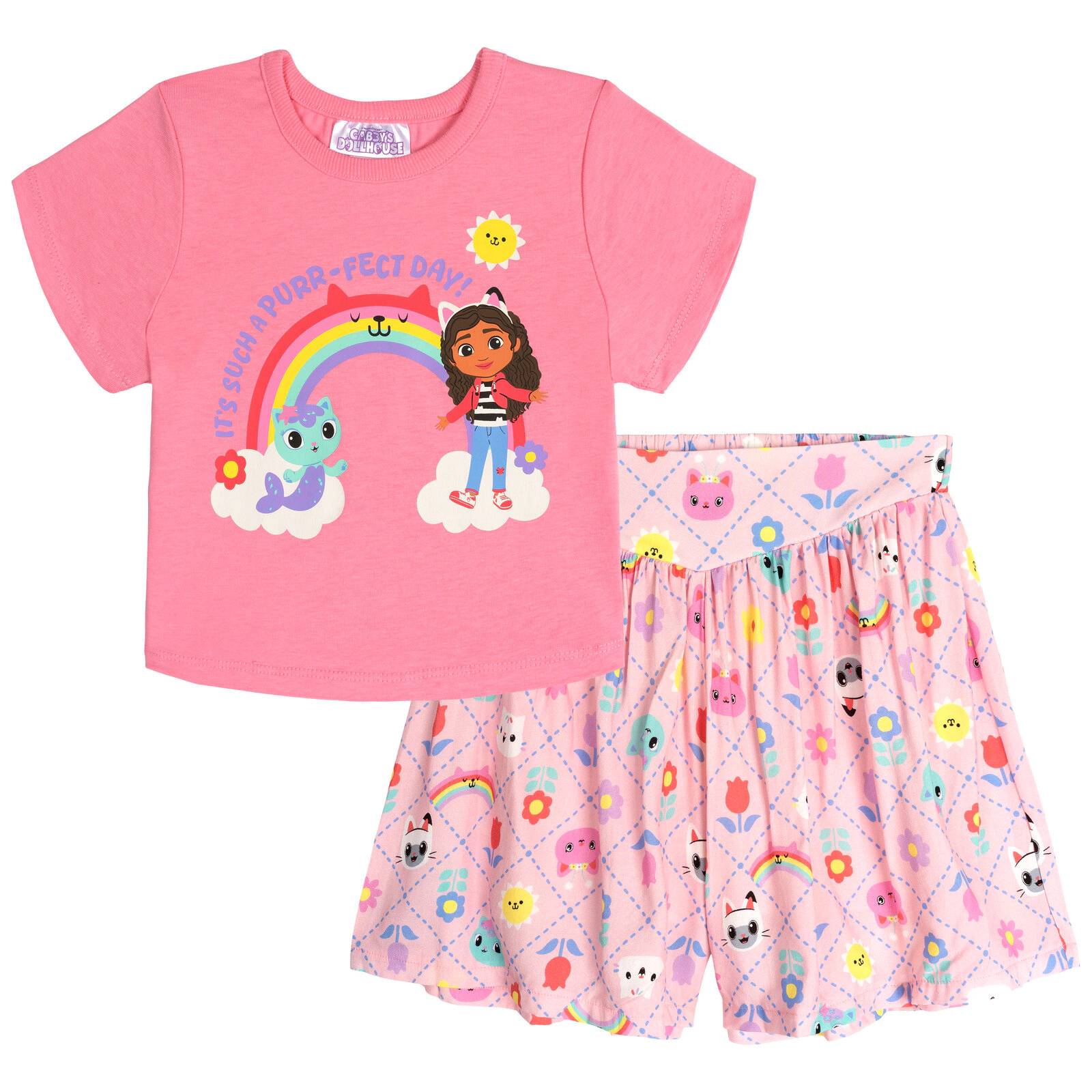 Dreamworks Gabby's Dollhouse Girls' 2-Piece T-Shirt and Skort Set