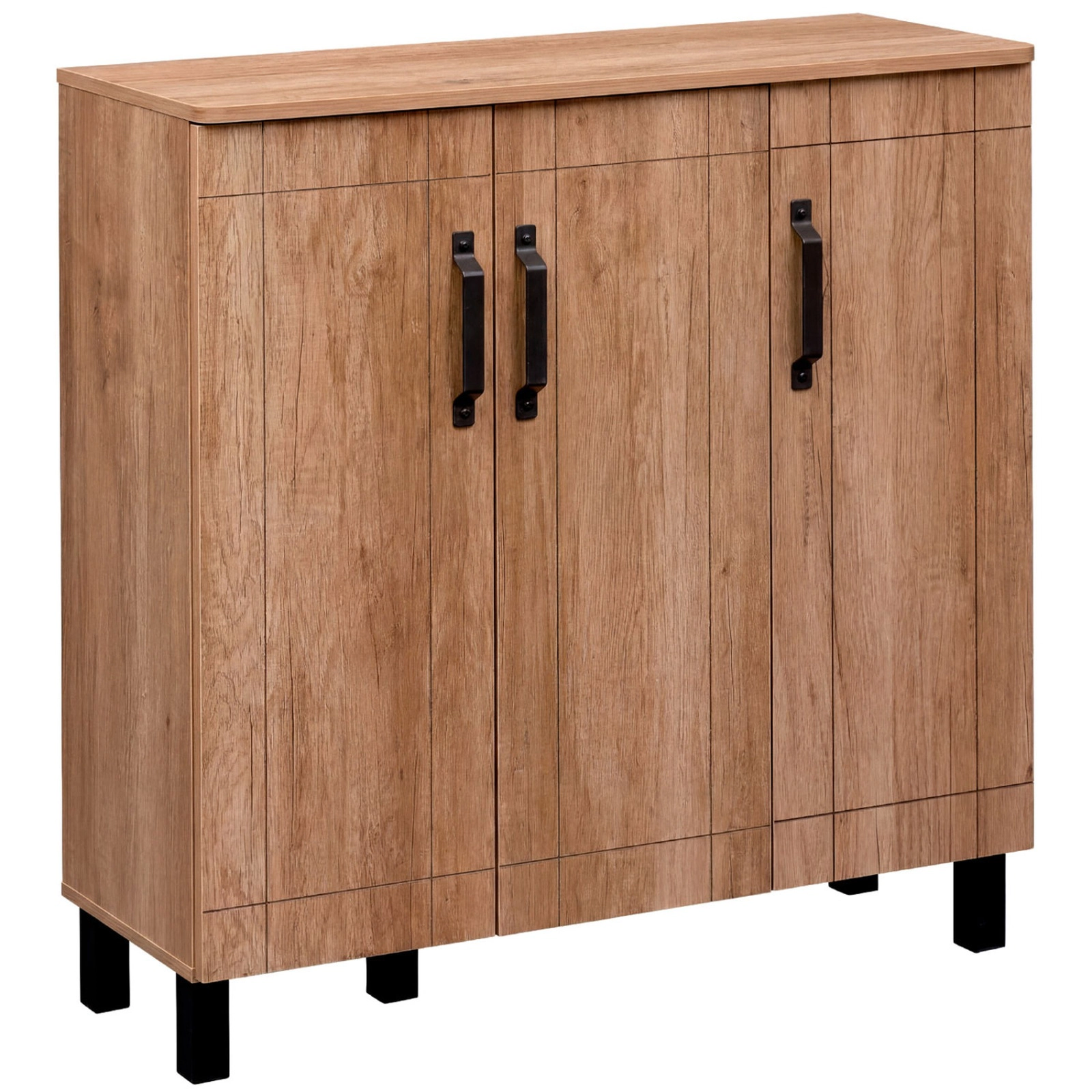SUGIFT Mocha Oak Freestanding 35.5 Inch 5-Tier Shoe Storage Cabinet Rack Organizer