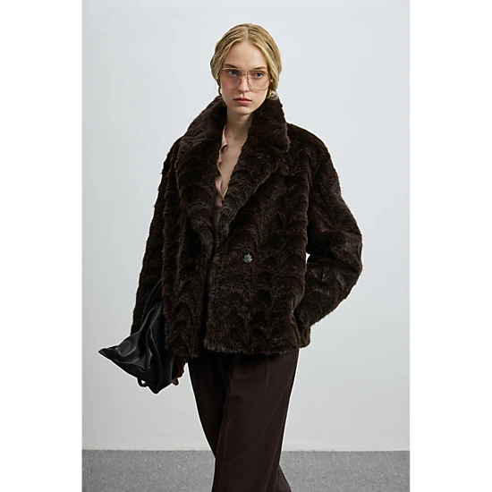 Lufian Women's Fur Crop Coat, Color: Brown - JCPenney