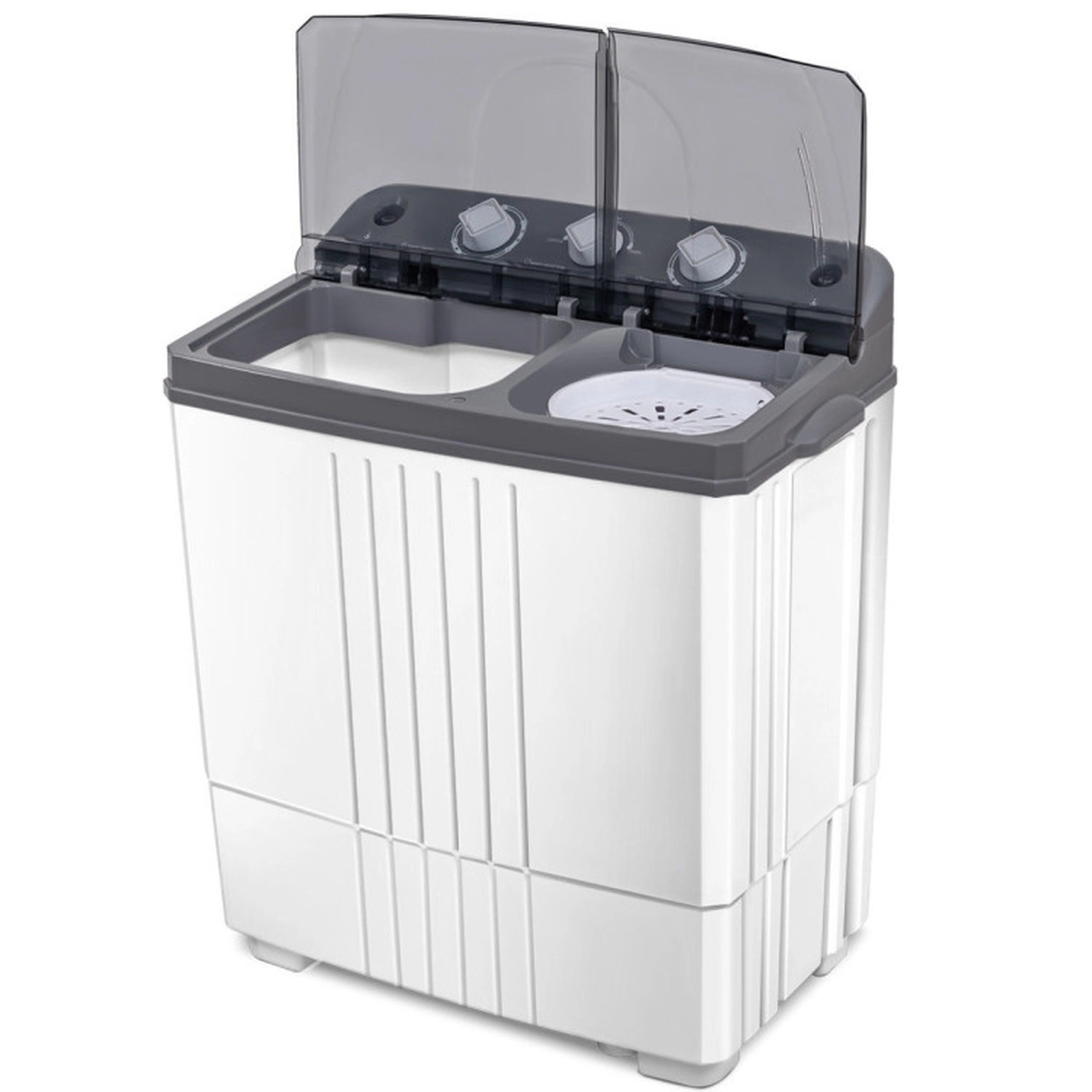 SUGIFT 20-lb Semi-Automatic Twin-Tub Washing Machine 12-lb Washer 8-lb Spinner 25-in Wide Compact Black/Blue/Gray
