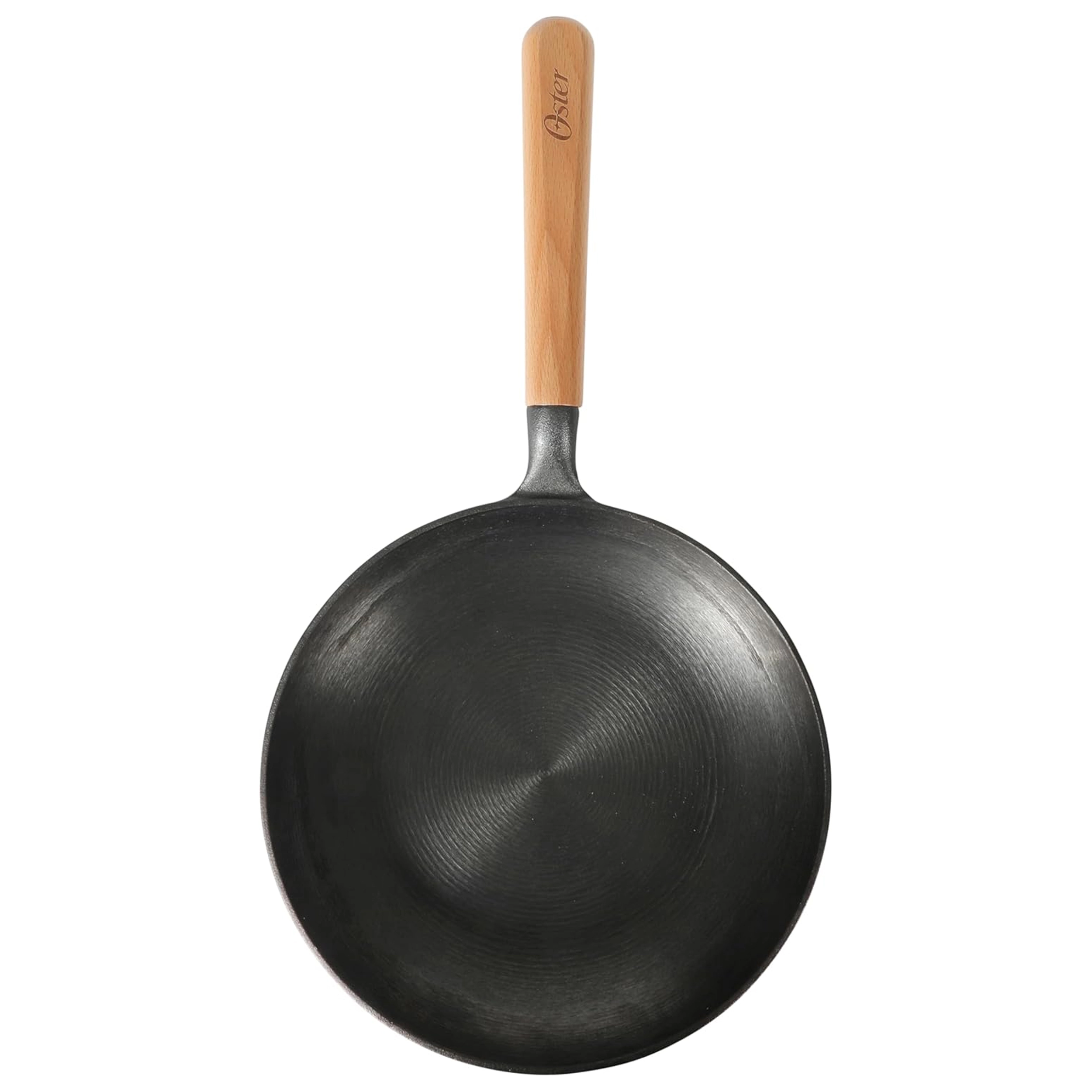 Oster Flintfield 9.5 Inch Round Cast Iron Skillet with Wood Handle