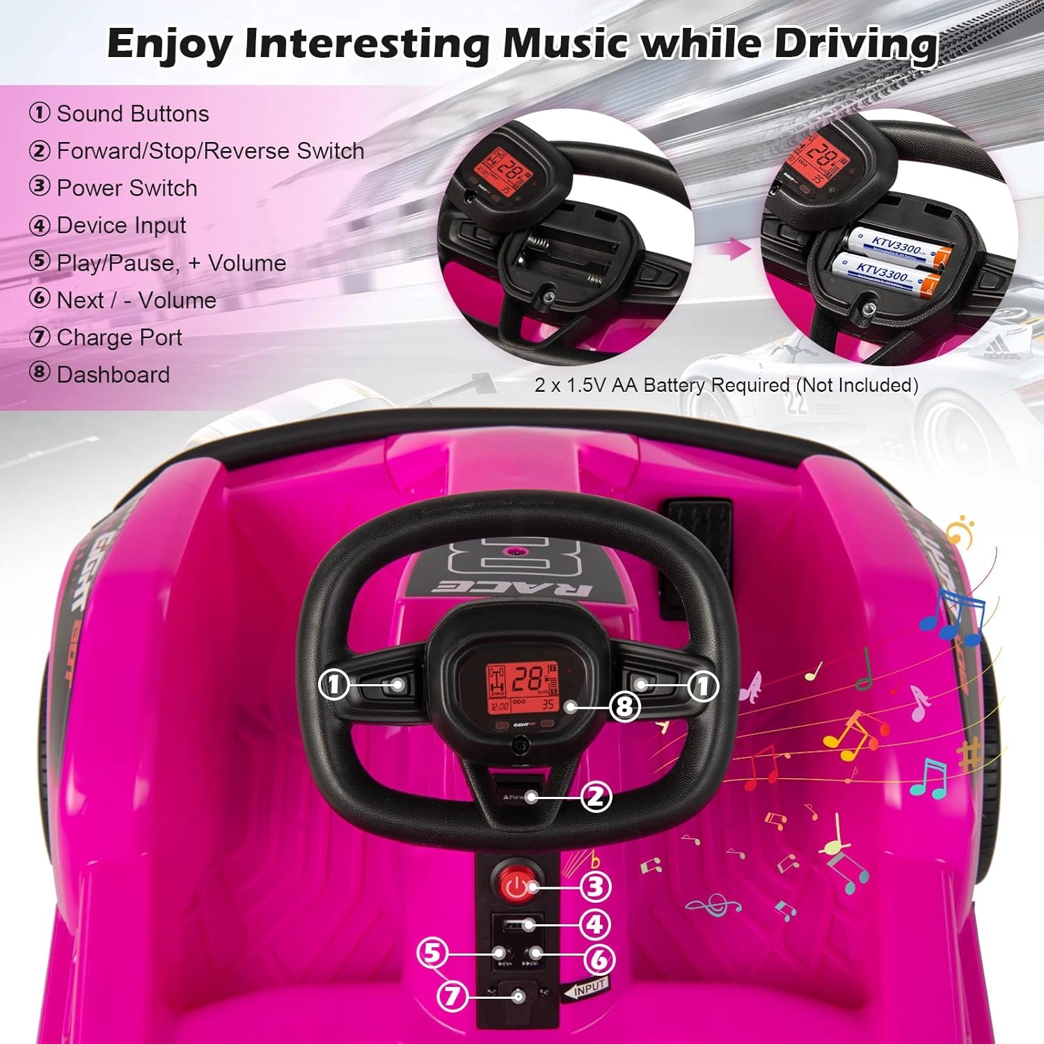 Costway 6V Electric Go Kart for Kids Ride On Car w/ 2.4G Remote Control w/Soft Start Sound and Music Function
